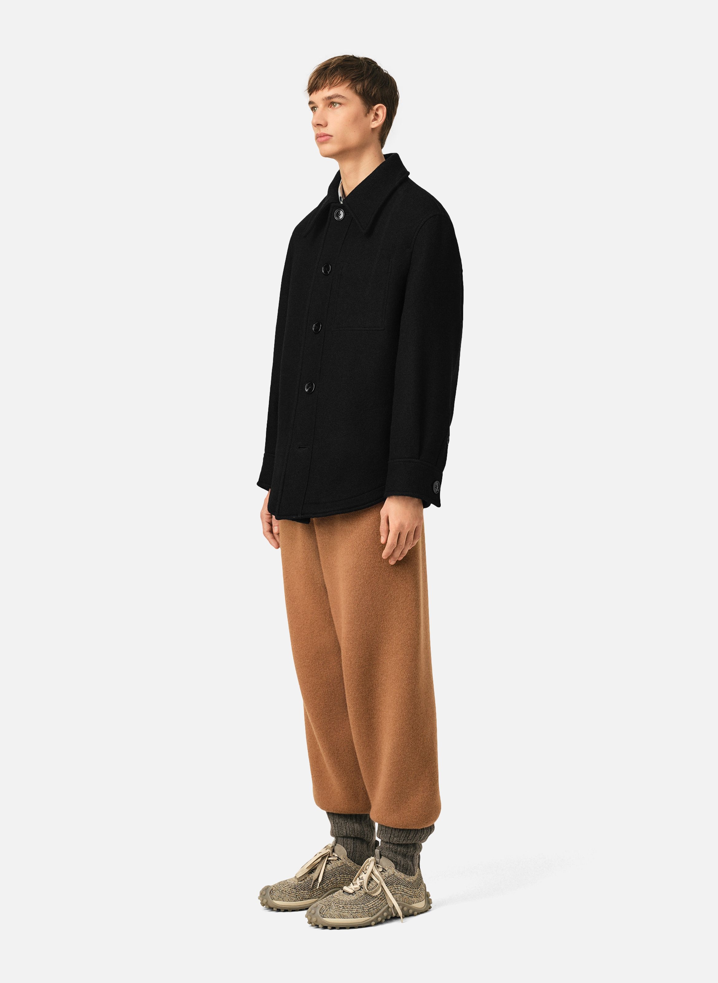 Veste boutonnée unisexe en laine AMI PARIS Noir