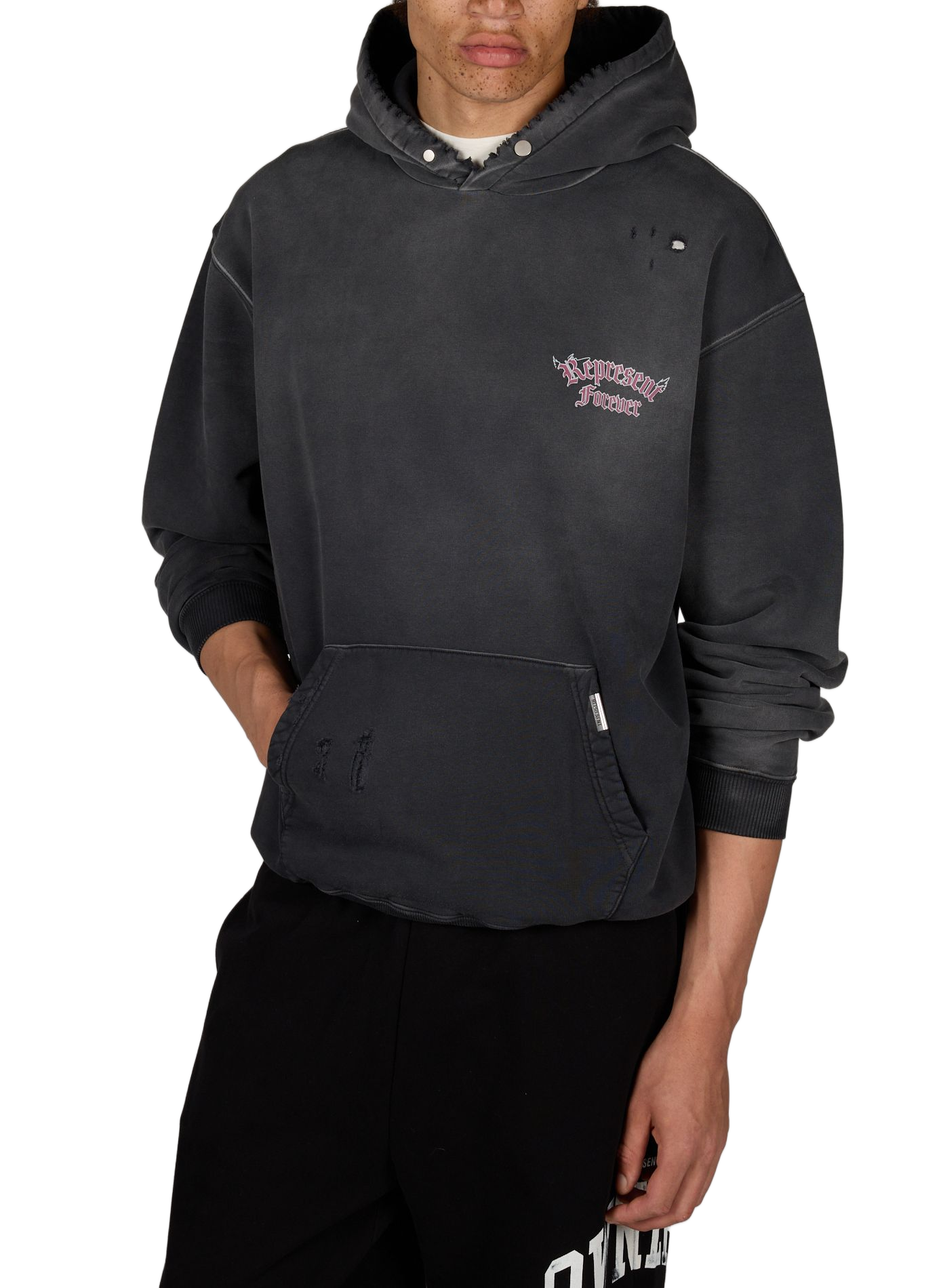 Oversized printed hoodie with hood REPRESENT Black