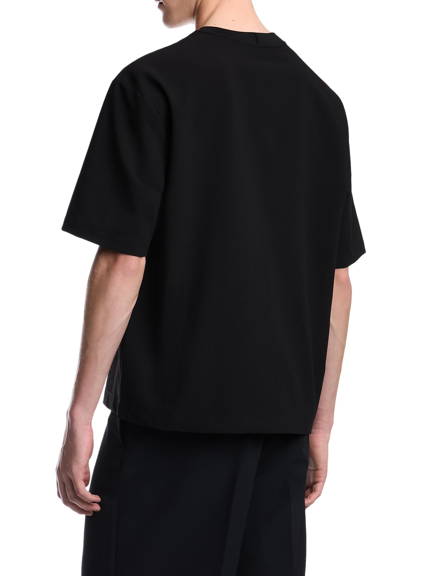 Oversized Textured Short Sleeve T-Shirt EMPORIO ARMANI Black