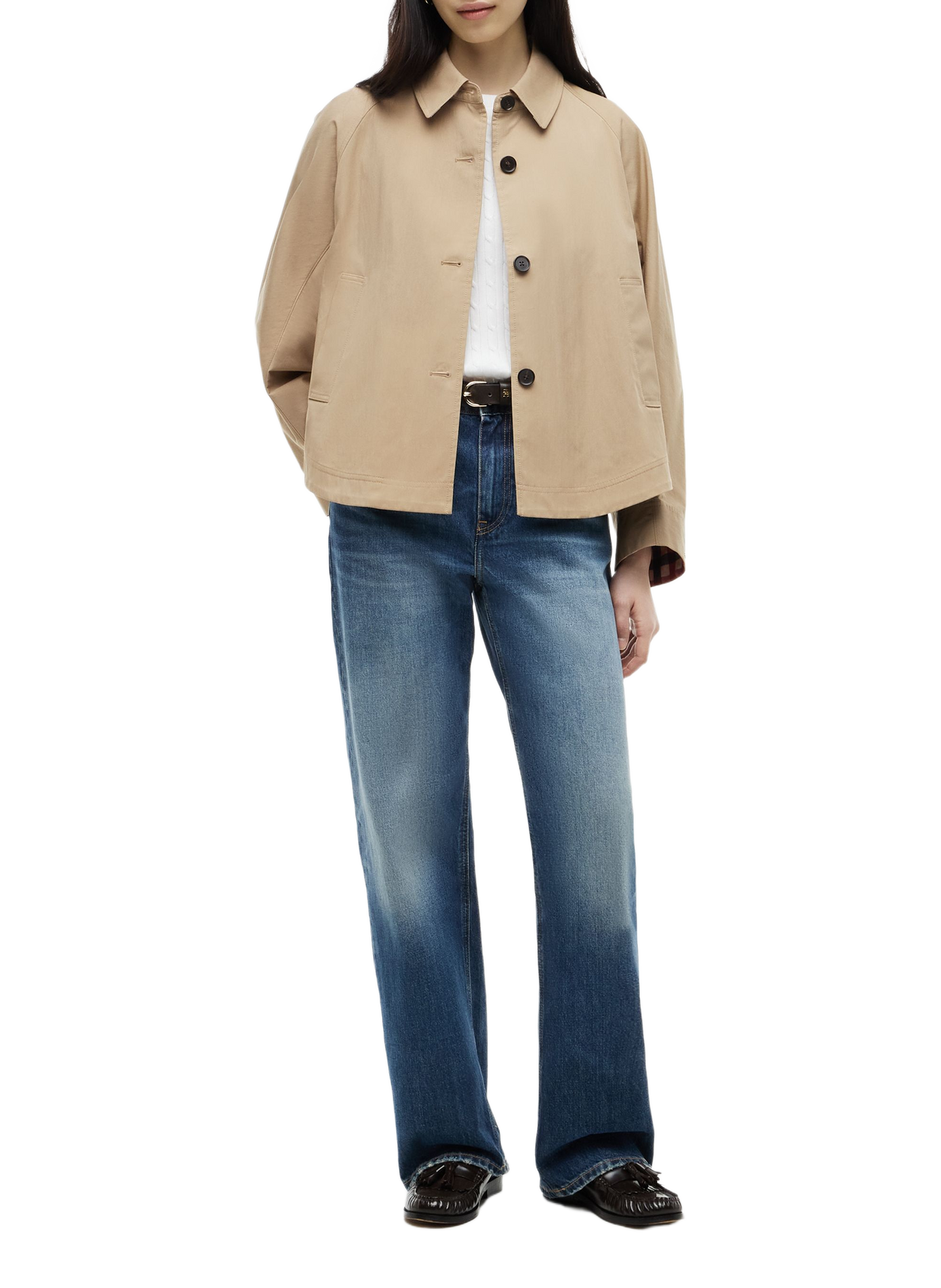 Jacket with classic collar in blended cotton TOMMY HILFIGER Beige