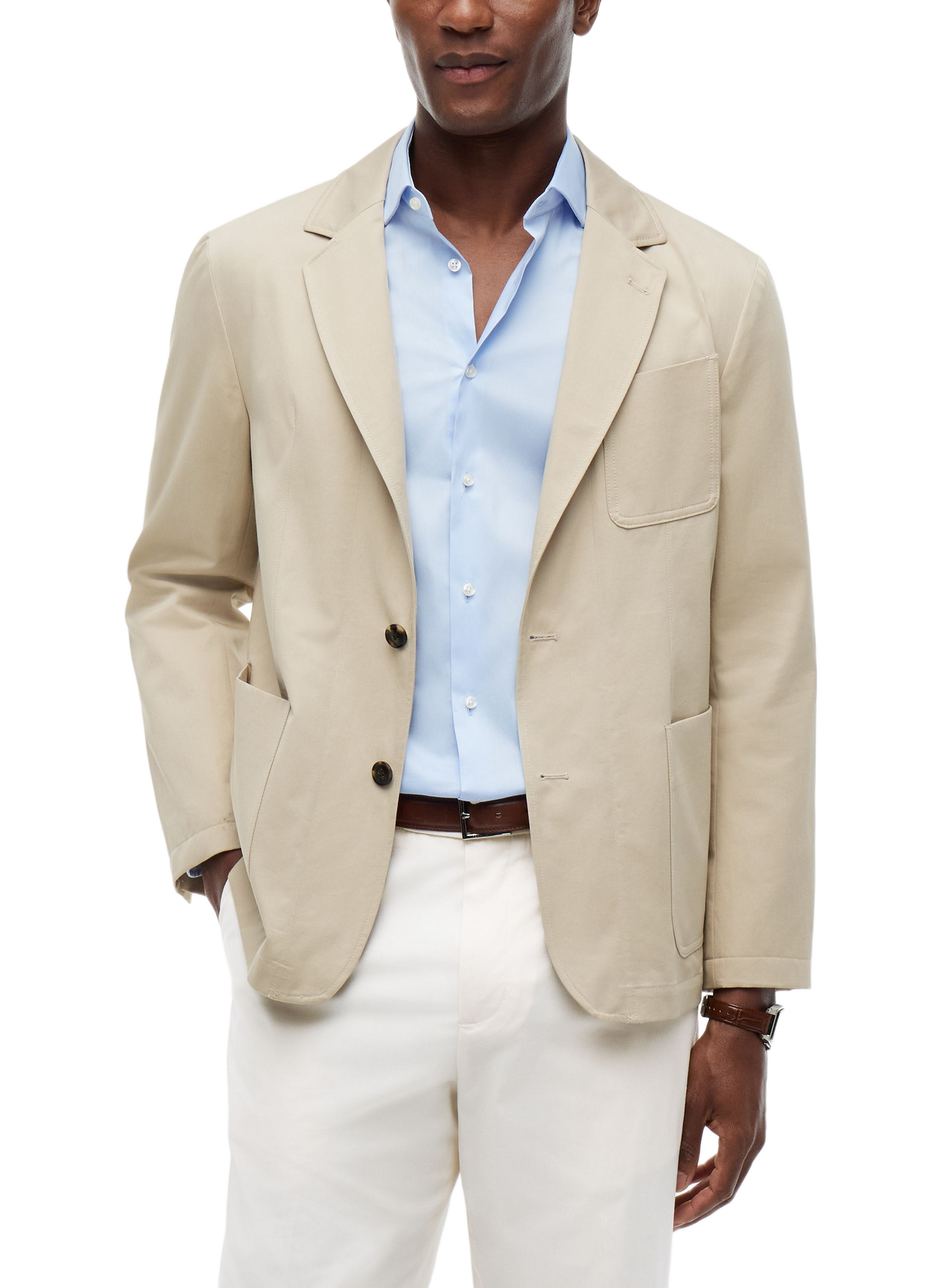 Gerader Blazer mit Reverskragen aus Baumwolle TOMMY HILFIGER Beige