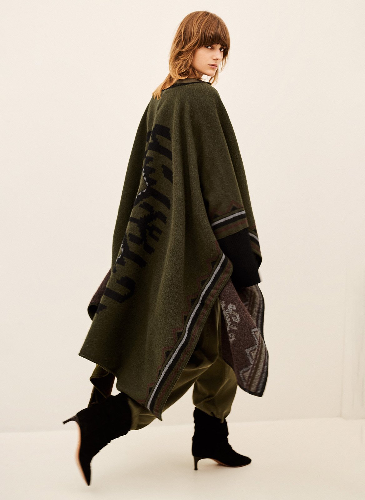 Poncho ample manches longues pongo BA&SH Kaki