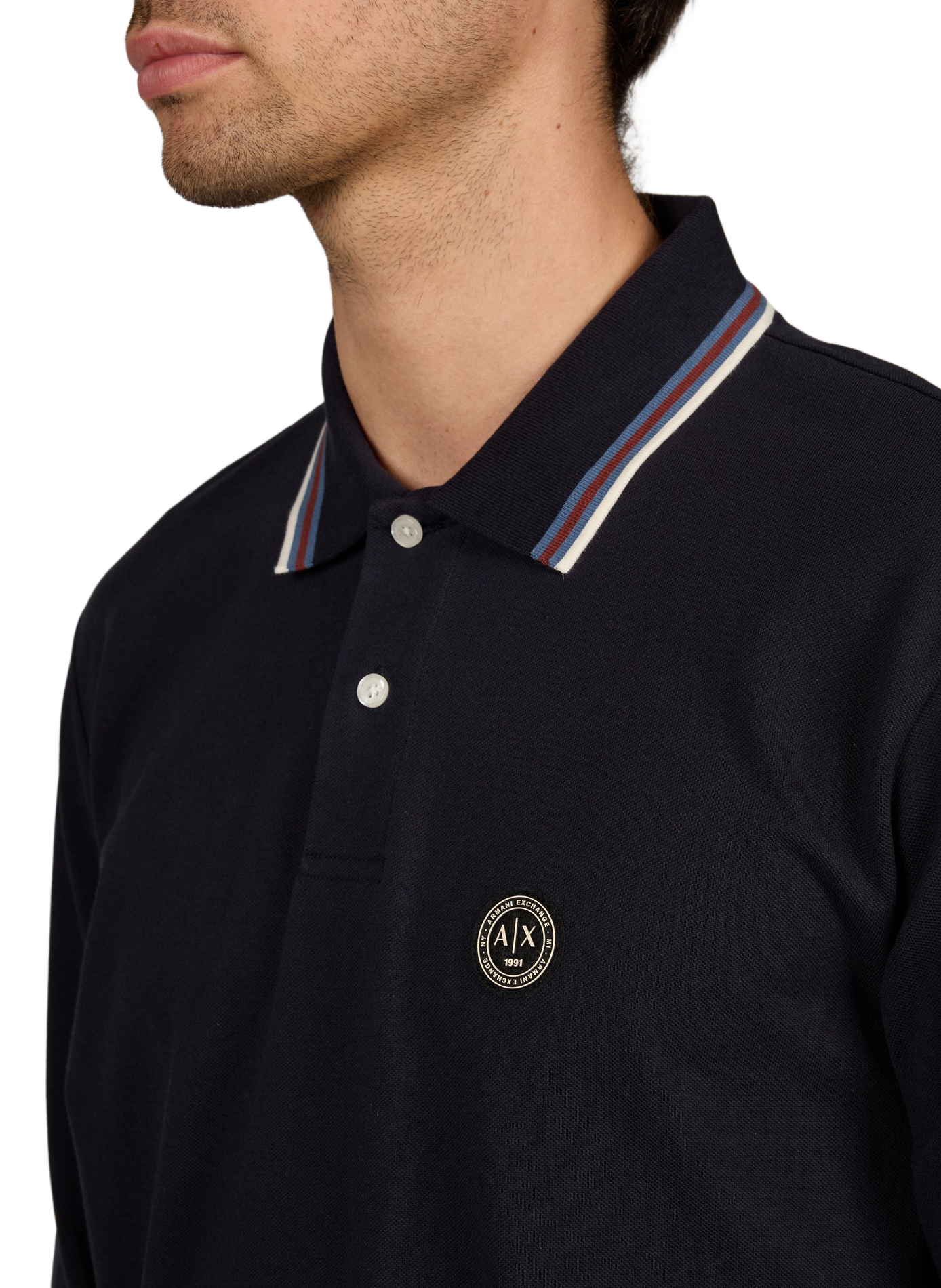Gerader Baumwoll-Poloshirt ARMANI EXCHANGE Blau