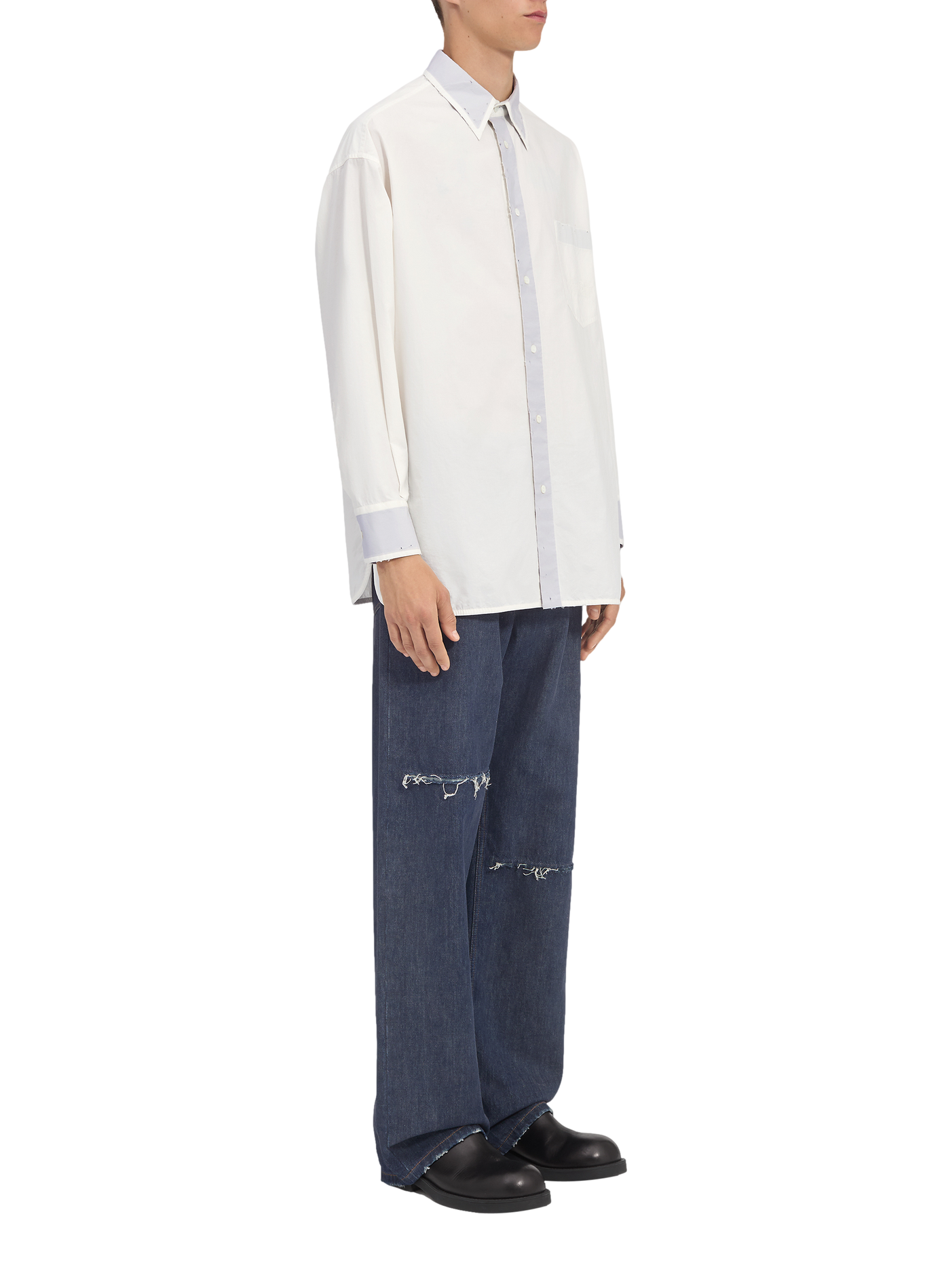 Chemise ample unie en coton MAISON MARGIELA Noir