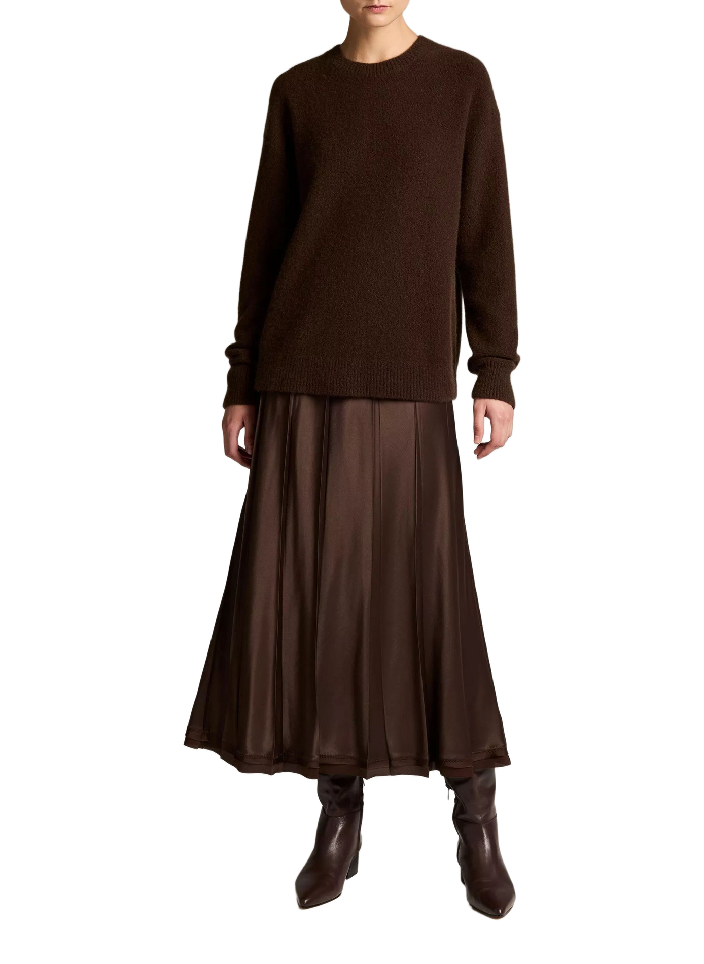 Pull col rond en cachemire VINCE Marron