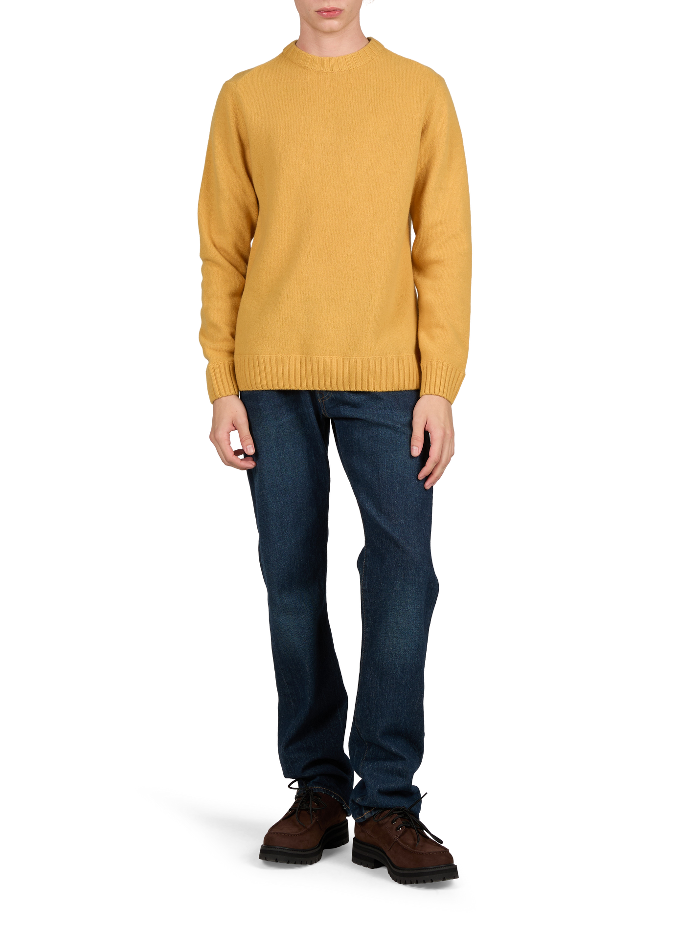 Pull droit col rond en laine mélangée | Jaune LAFAURIE Homme