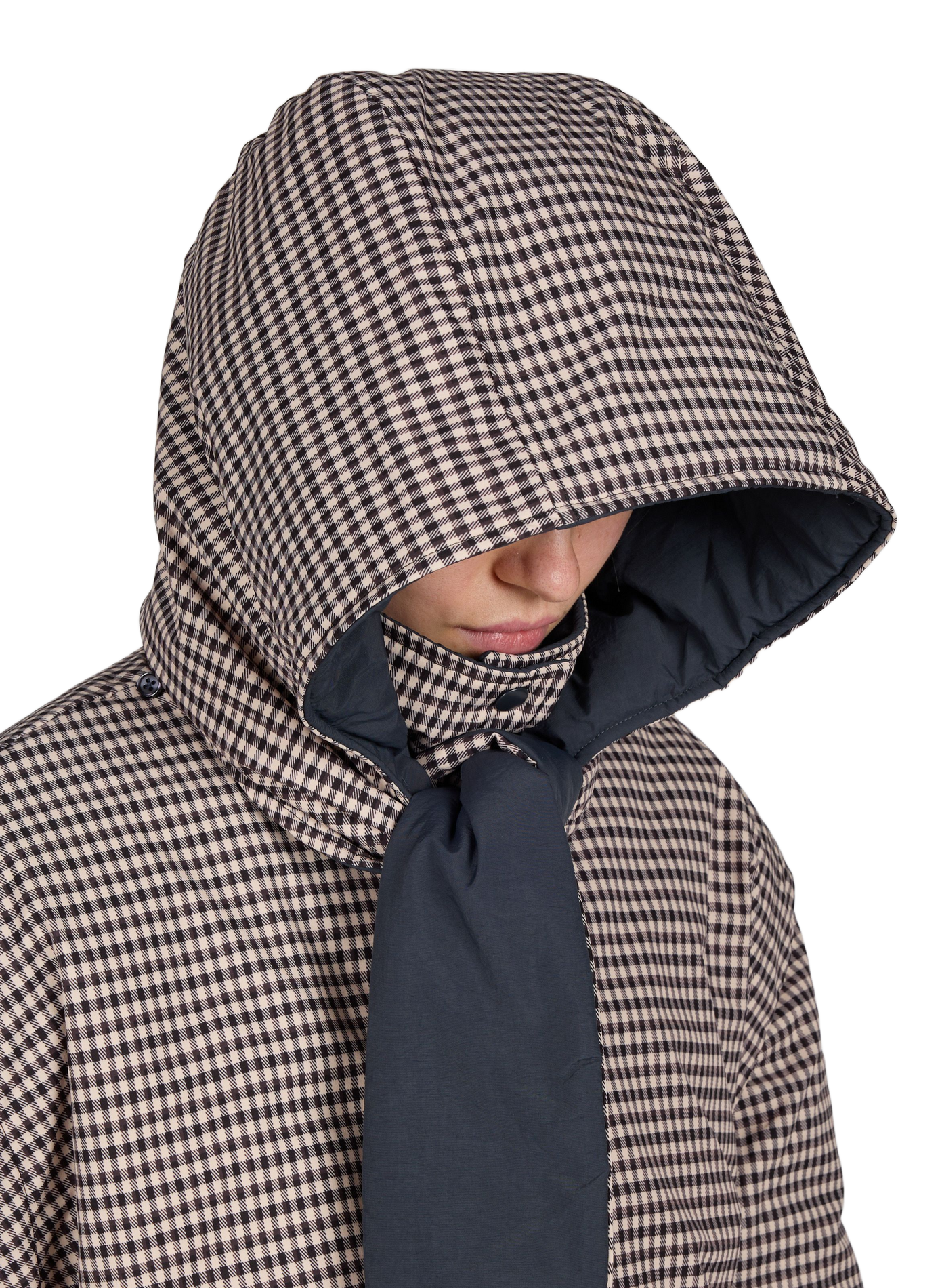 Short oversized checked coat OBJECT Multicolour