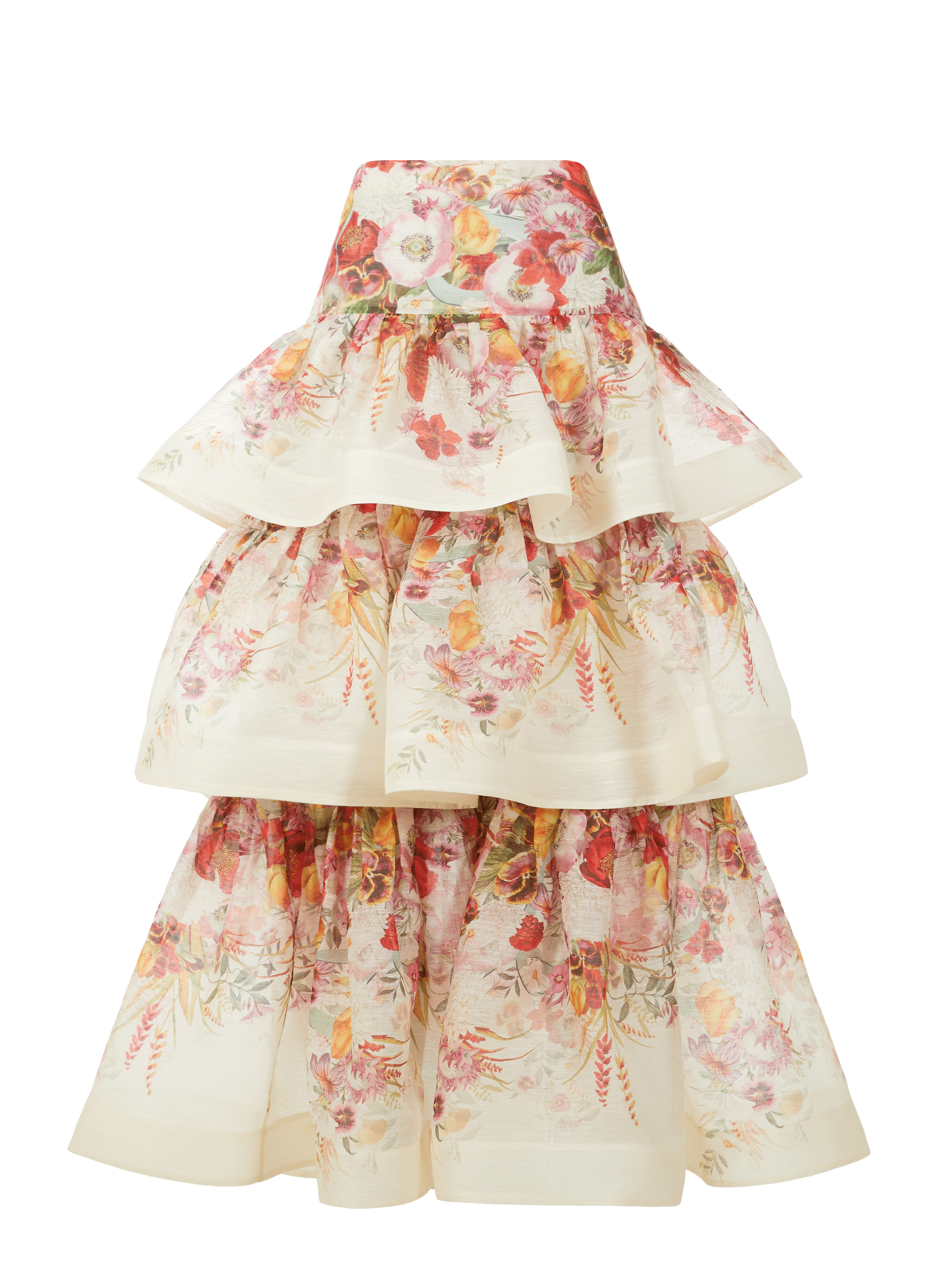 Jupe Wonderland à imprimé en lin et soie