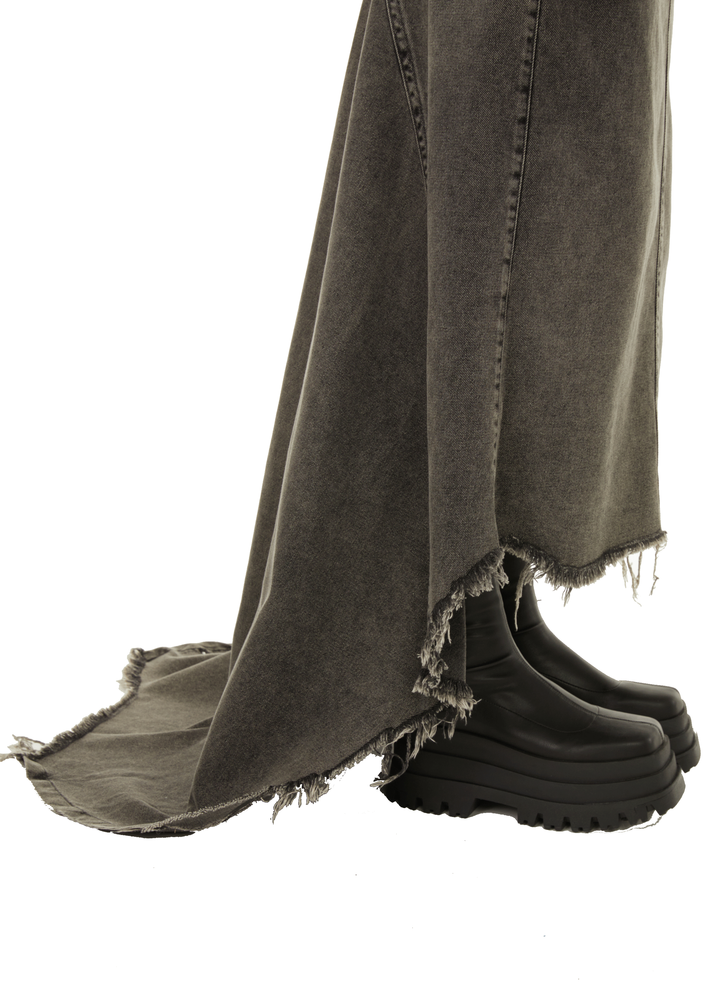 Asymmetric denim maxi skirt VAQUERA Brown