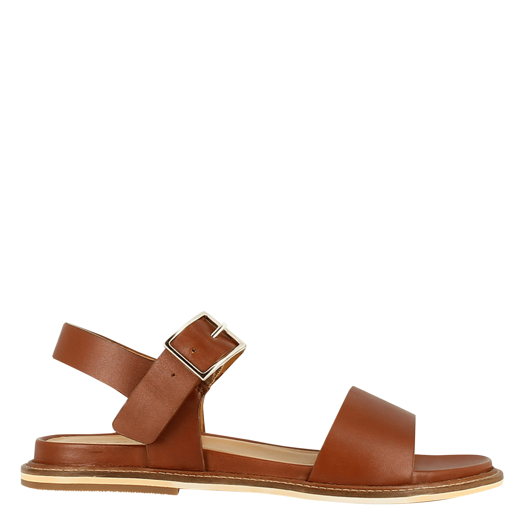 Sandales plates à brides en cuir acco JONAK Marron