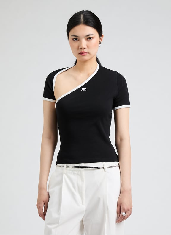 Contrast Slash T-shirt Black by COURRÈGES COURRÈGES Contrast Slash T-shirt Black