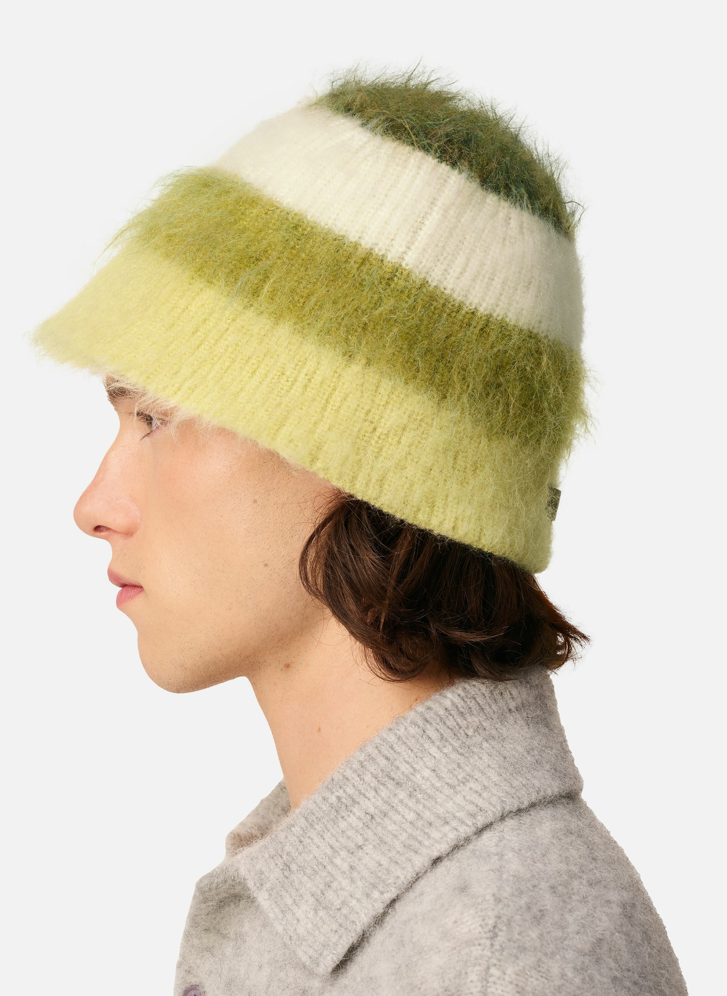 Bob ami rayé en mohair unisexe AMI PARIS Beige