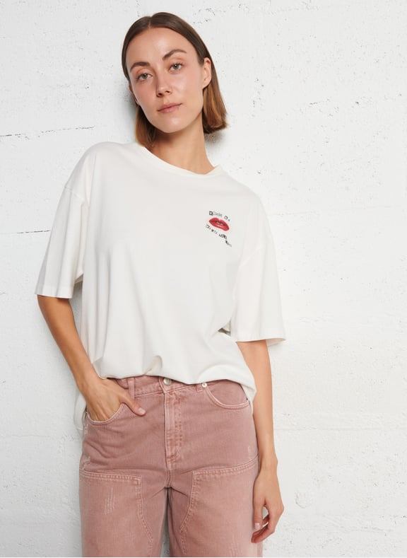 Tee-shirt droit maxi visuel dos Blanc by IKKS IKKS Tee-shirt droit maxi visuel dos Blanc