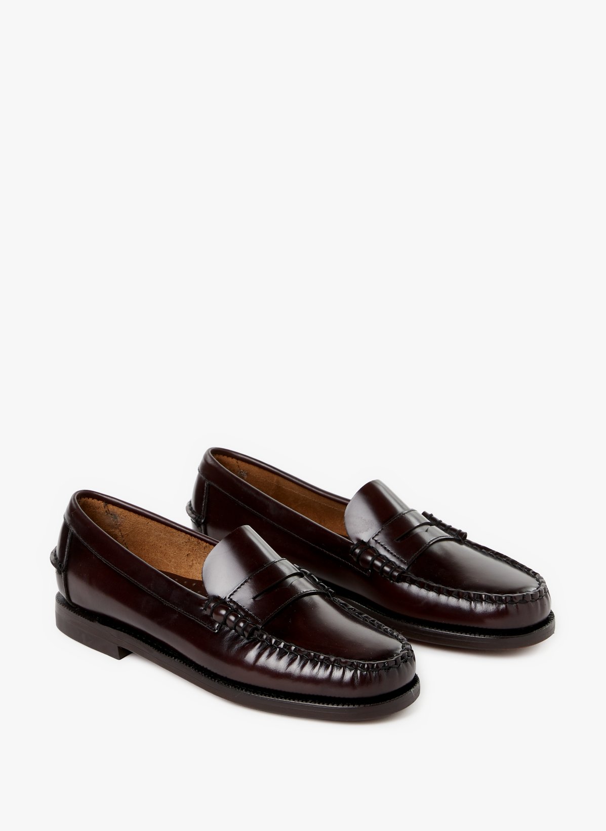 Sebago Classic Dan Almond-toe Full-grain Brushed Leather Loafers In Black