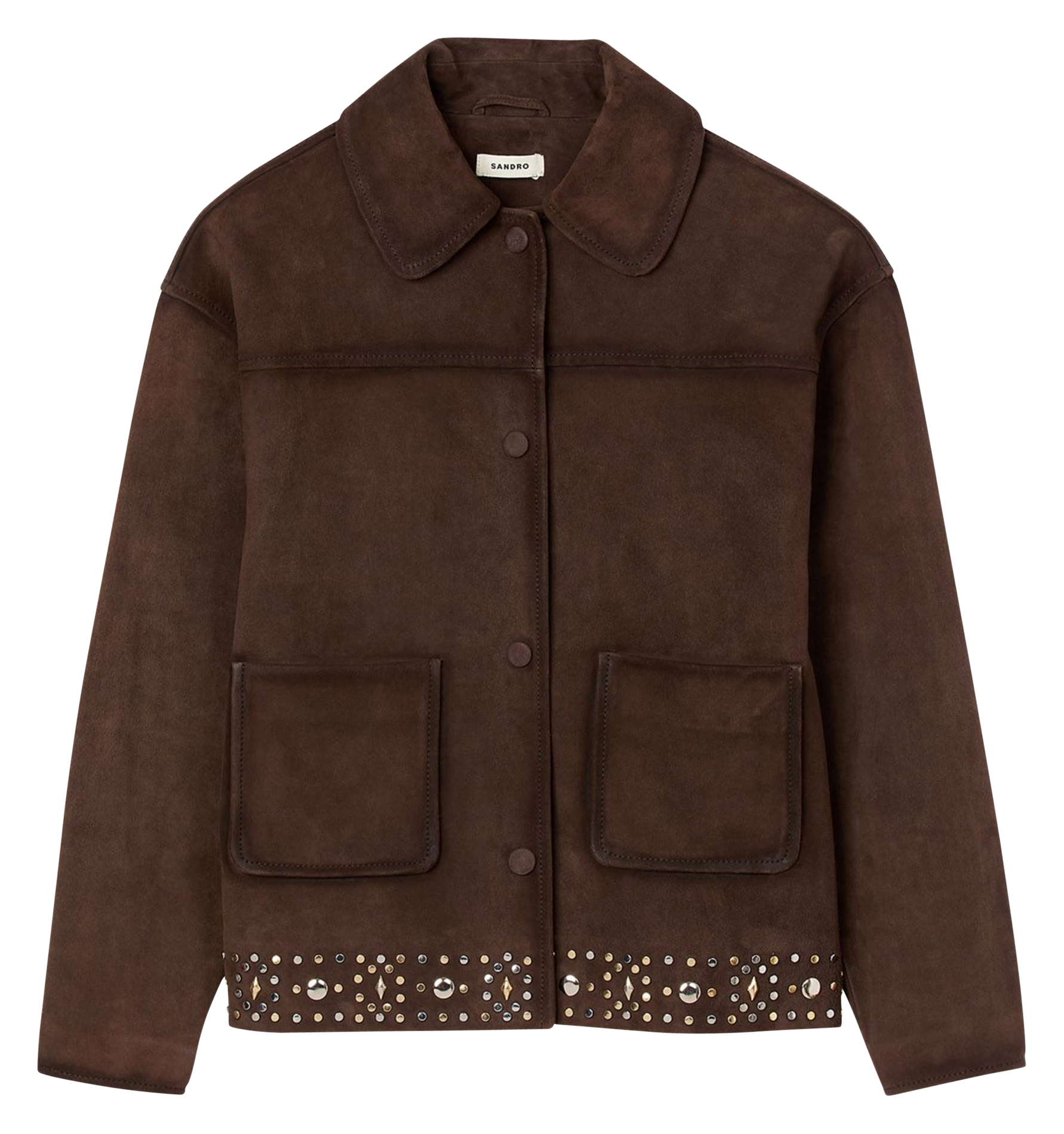 Blouse col classique en cuir SANDRO Marron