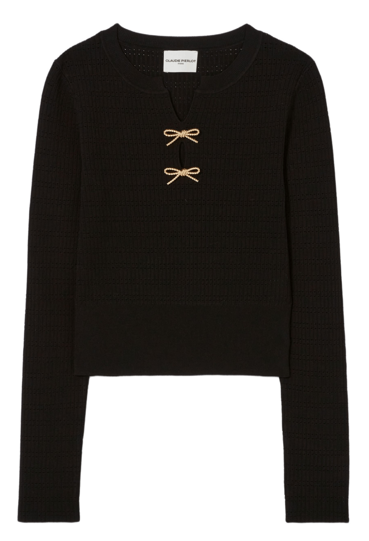 Pull moulant fin col v minivelle CLAUDIE PIERLOT Noir