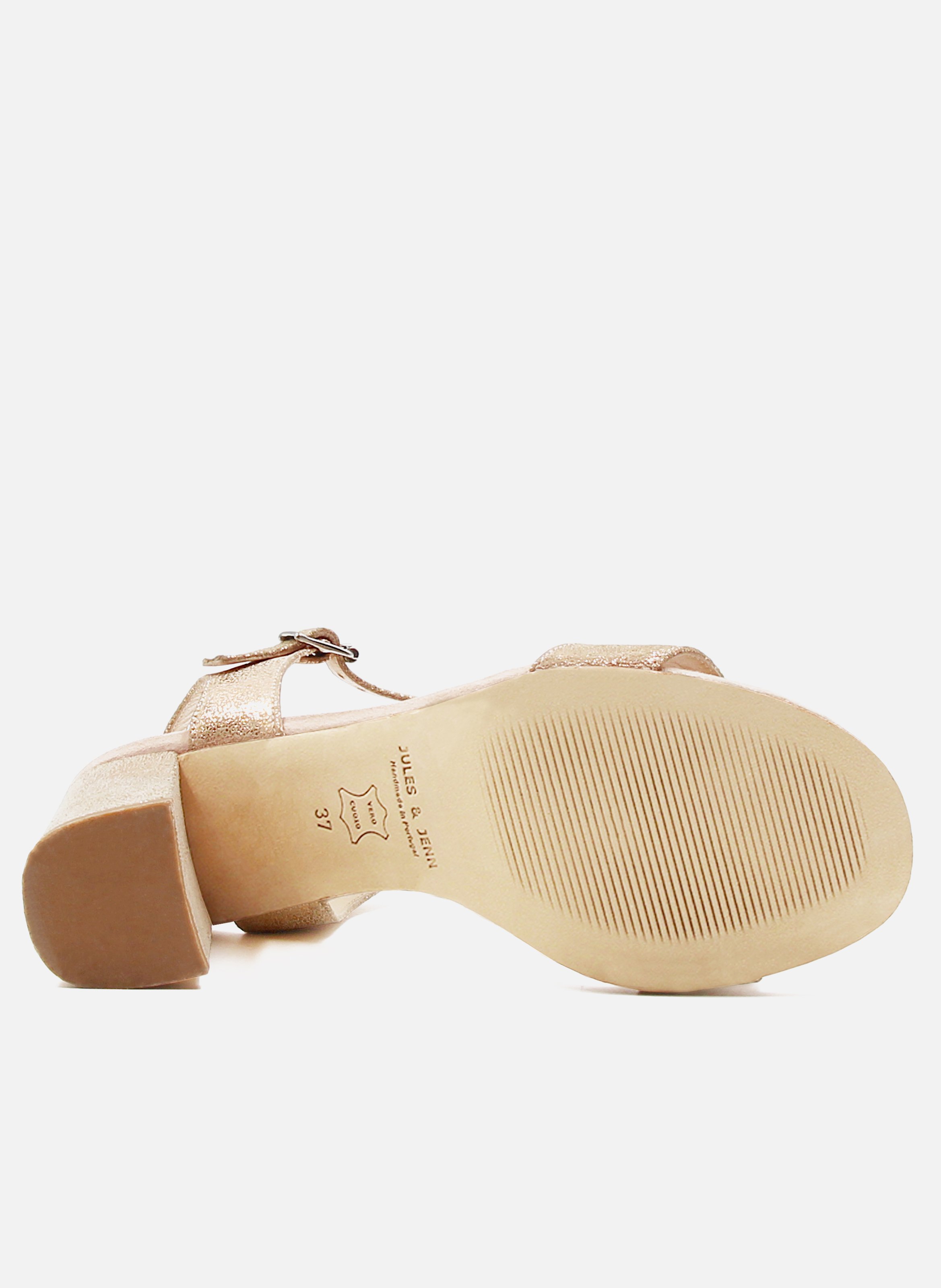 Sandales à talon cuir métalisé JULES & JENN Rose