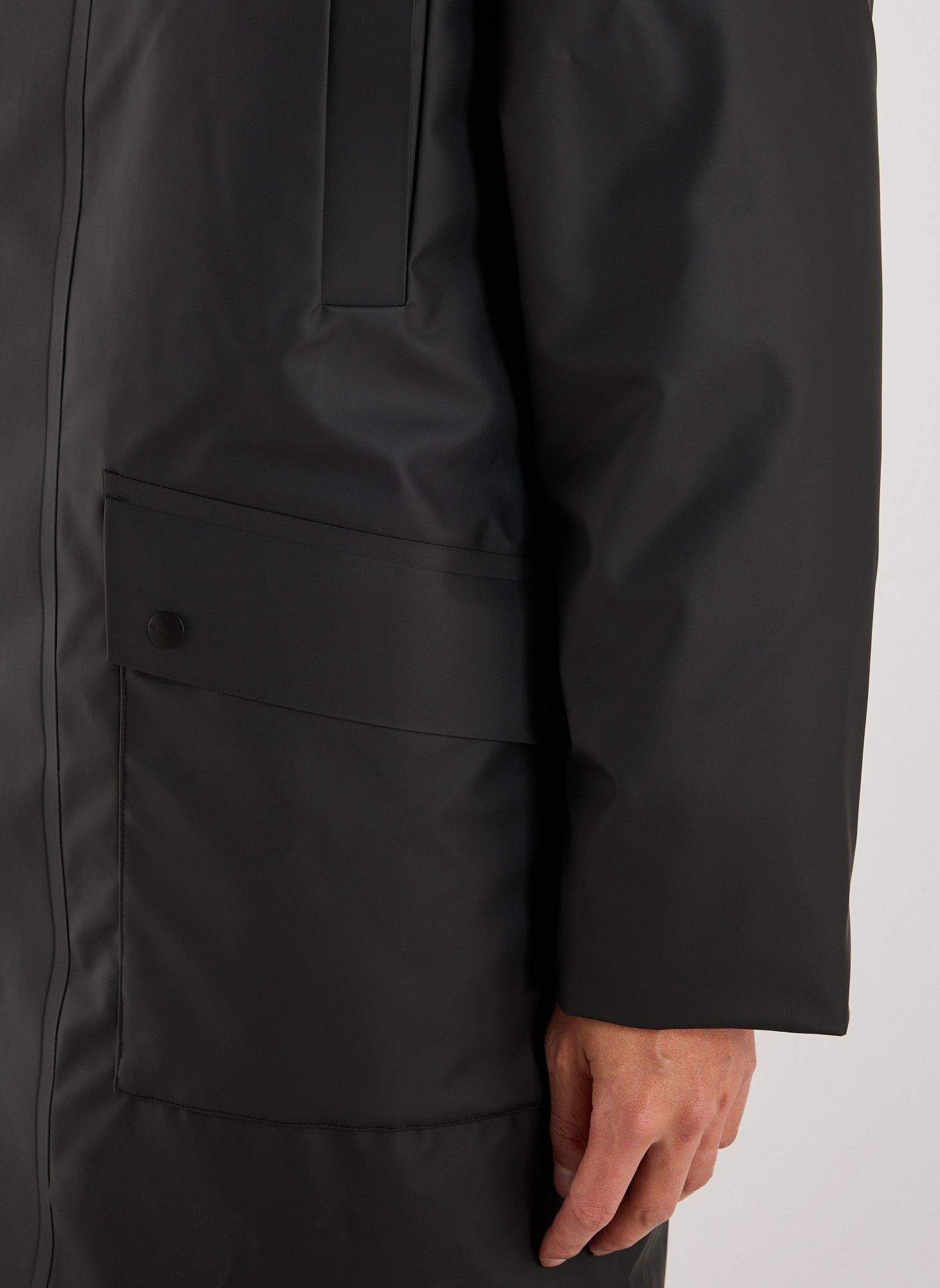 Mid-length hooded jacket RAINS Black