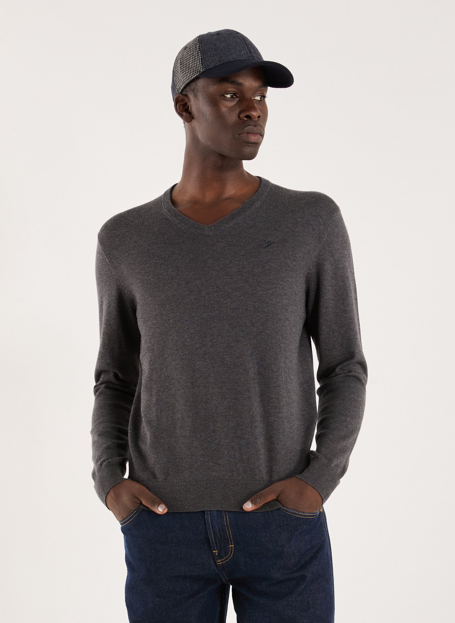 HACKETT Cotton V-neck jumper Grey