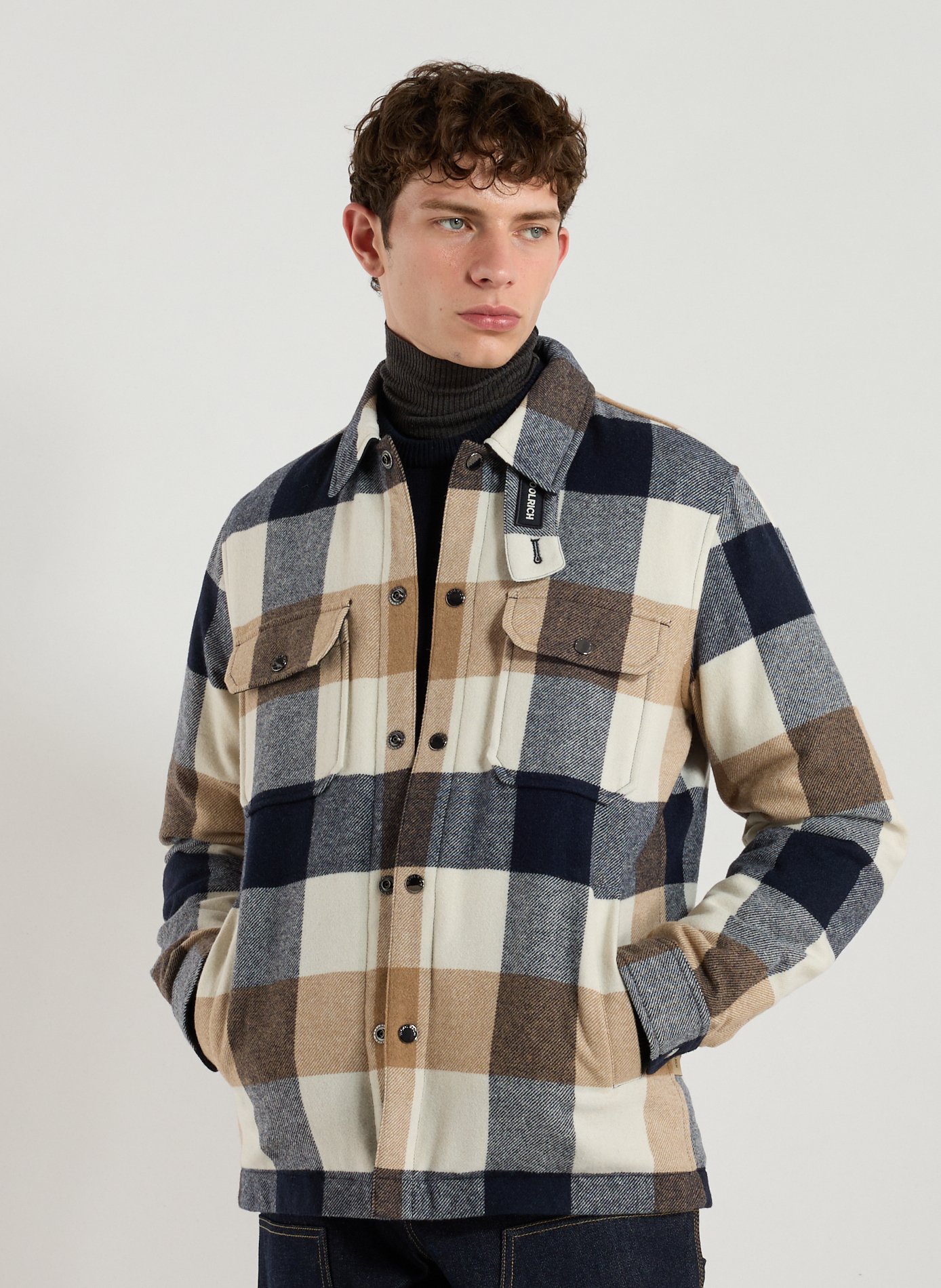 WOOLRICH Surchemise col classique en laine mélangée Multicolore