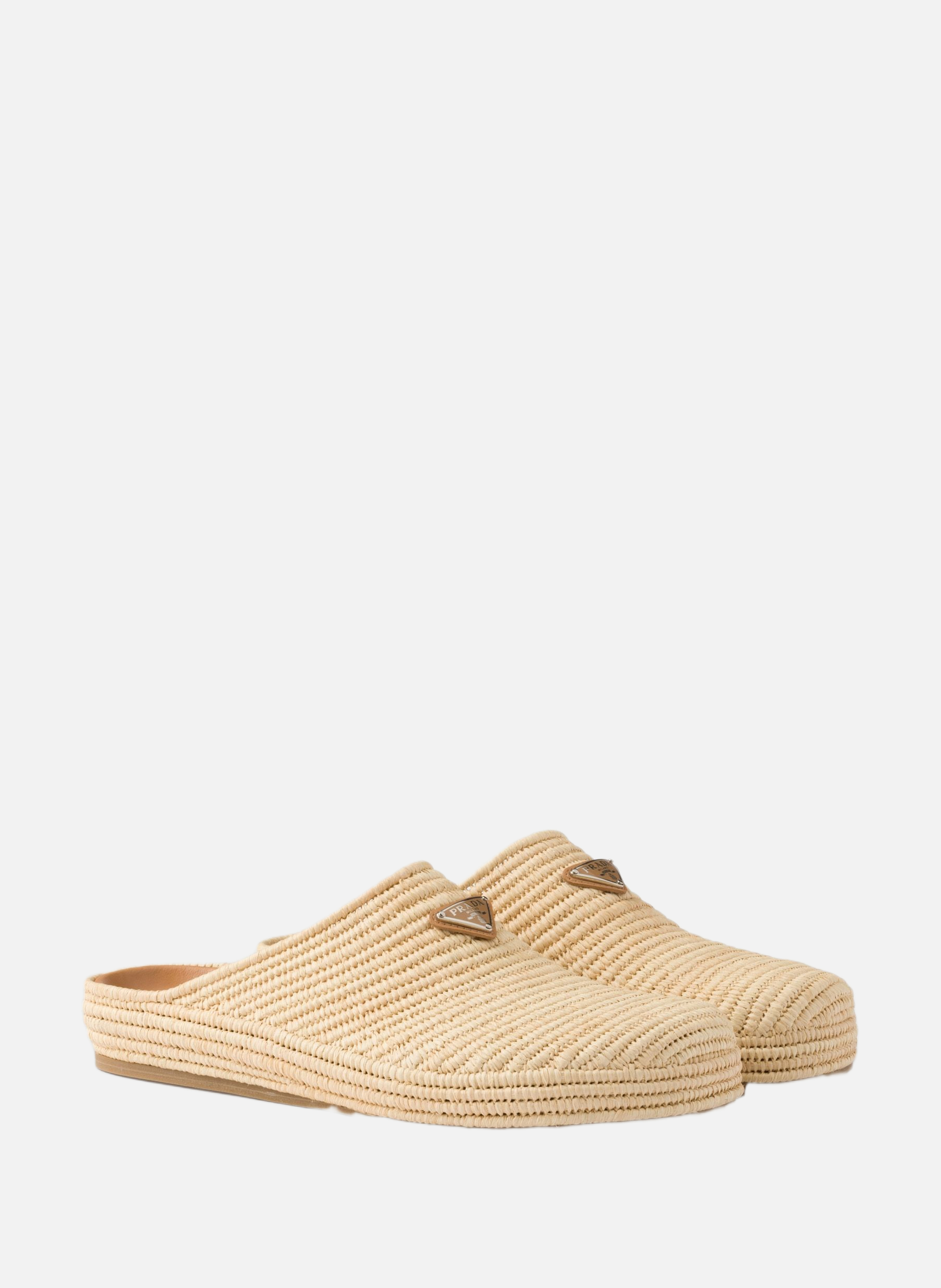Mules en raphia PRADA Beige