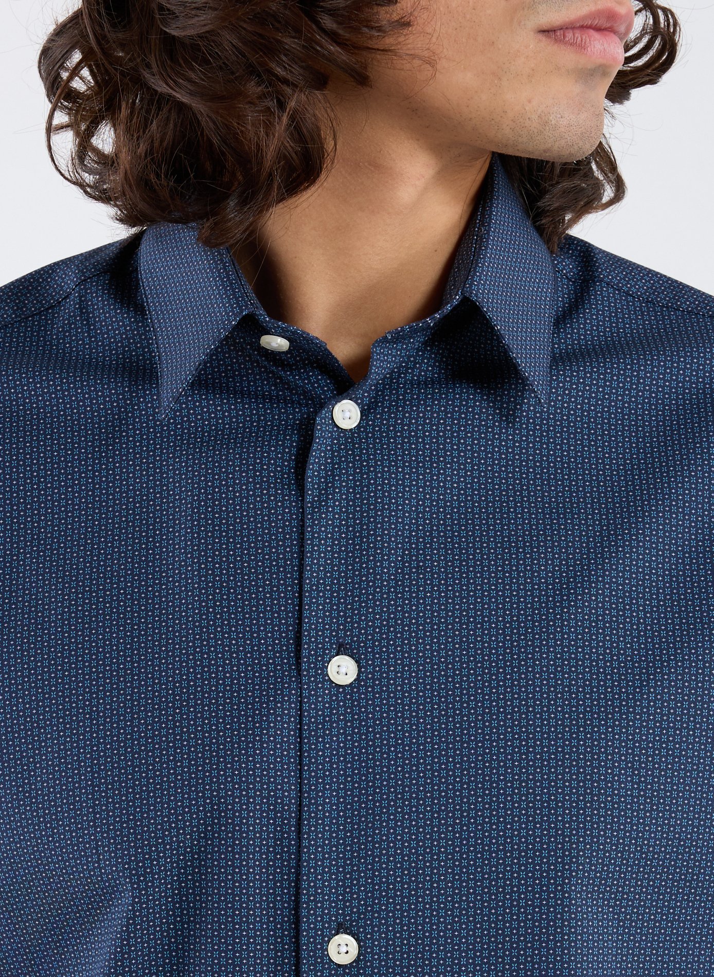 Chemise col classique en coton AU PRINTEMPS PARIS Bleu