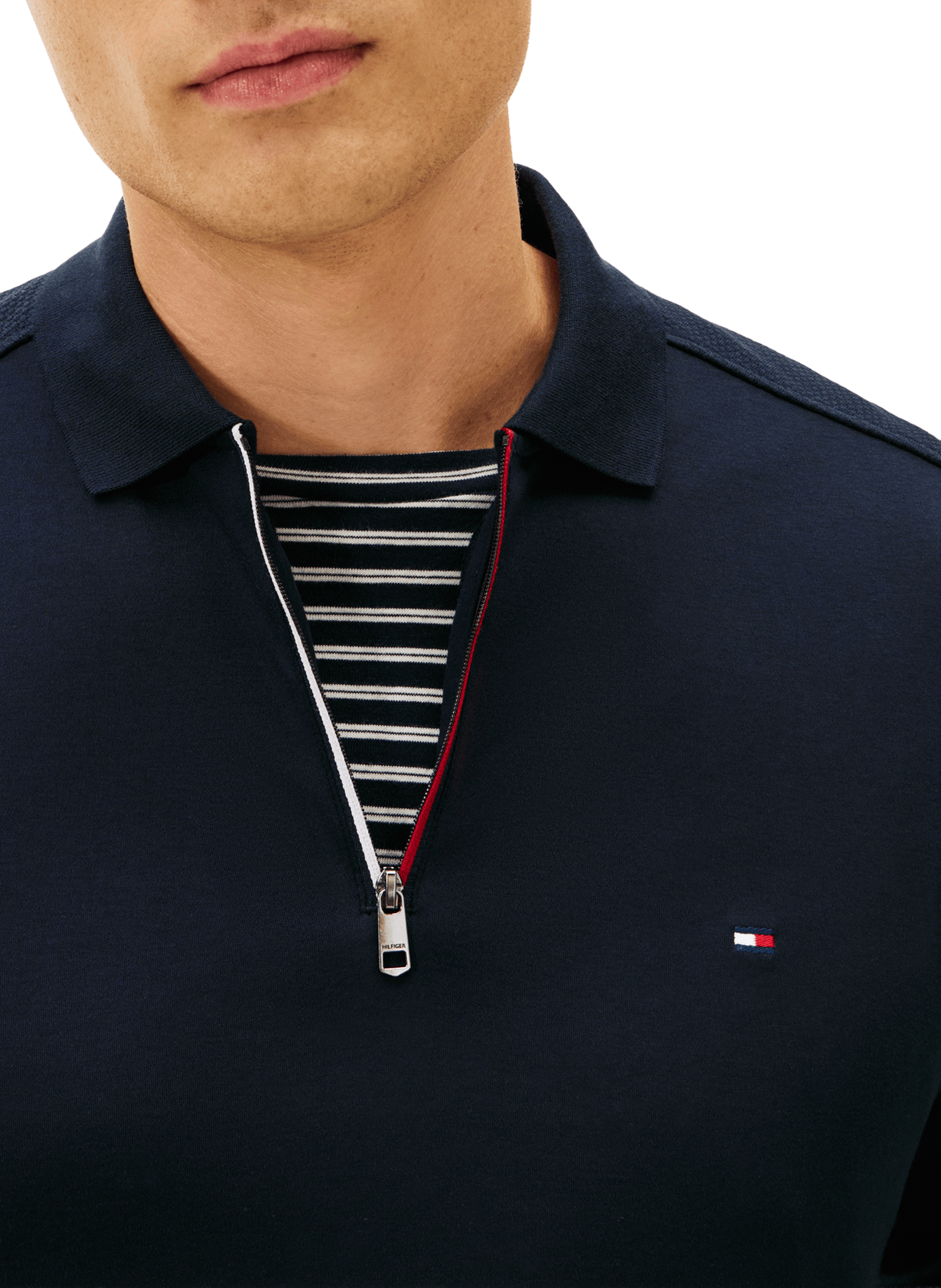 Long-sleeved zip-neck polo TOMMY HILFIGER Blue