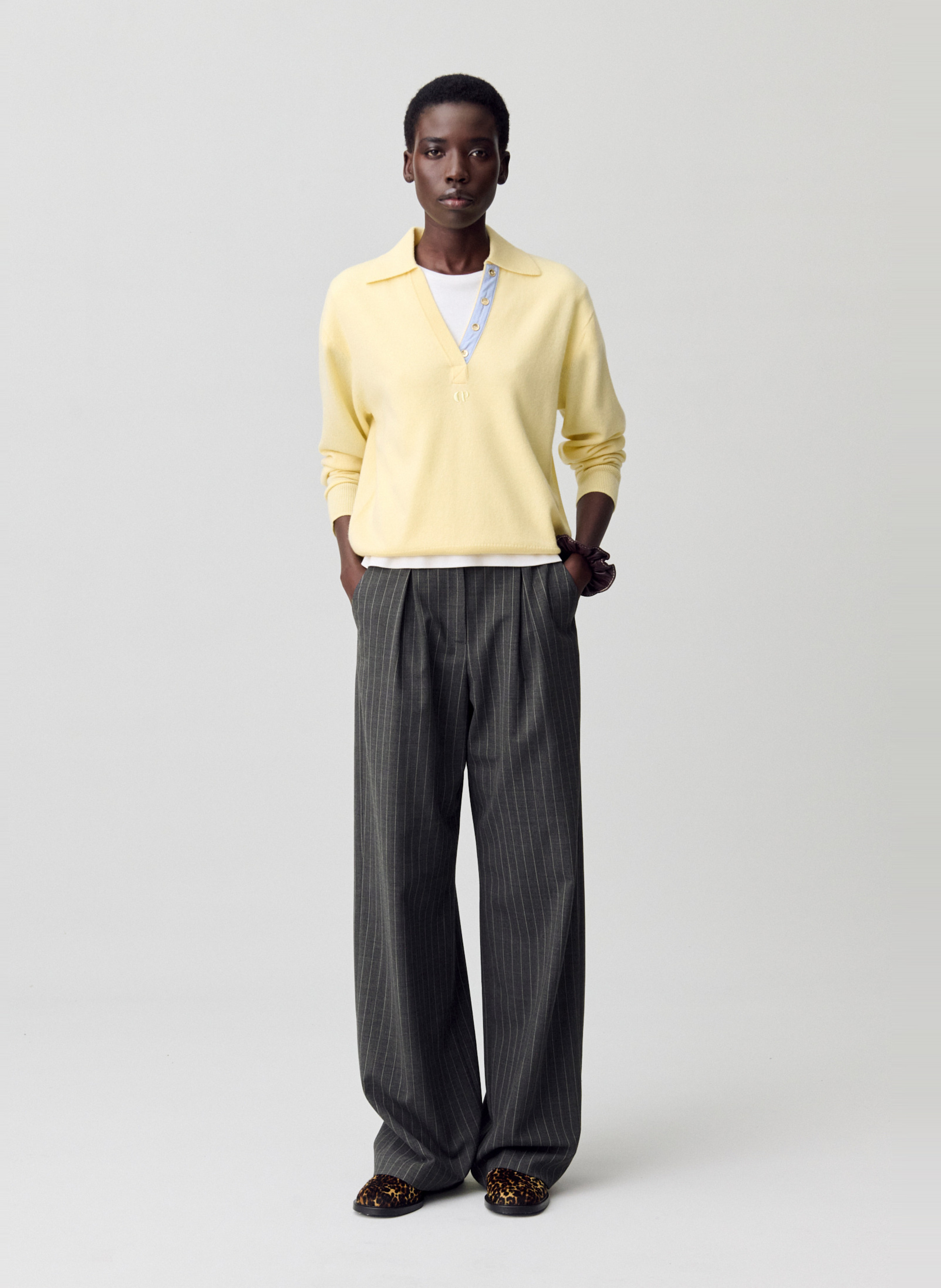 Pantalon large rayé pedroter CLAUDIE PIERLOT Gris