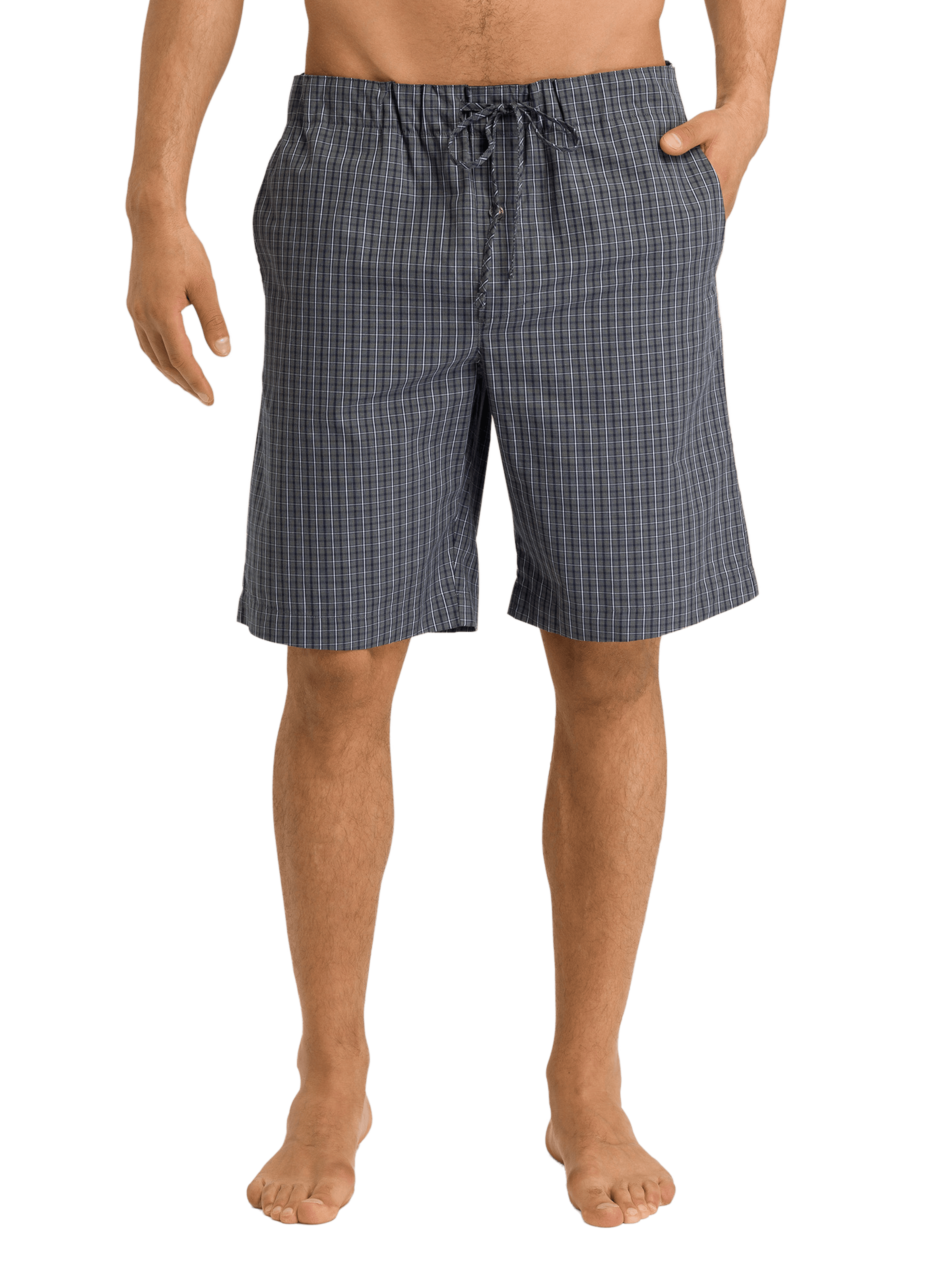 HANRO Short de pyjama à carreaux en coton Gris