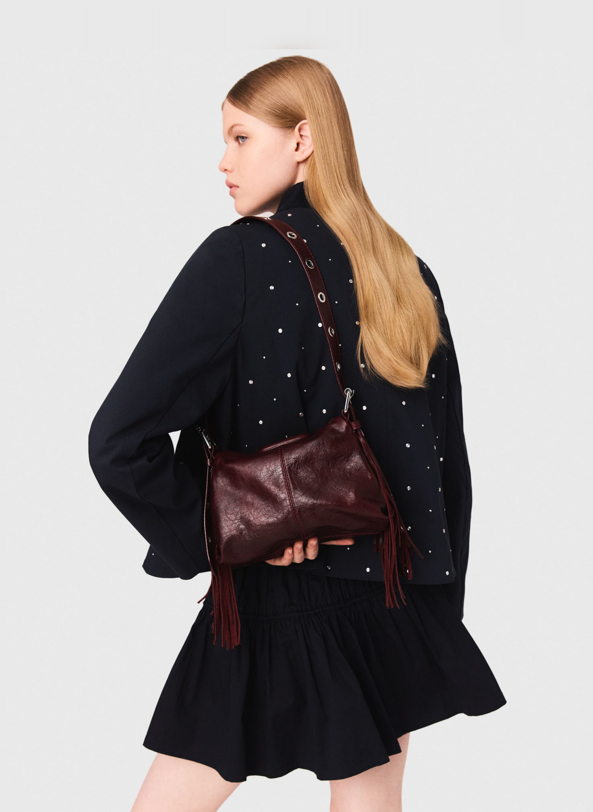 Veste col classique en coton mélangé Bleu