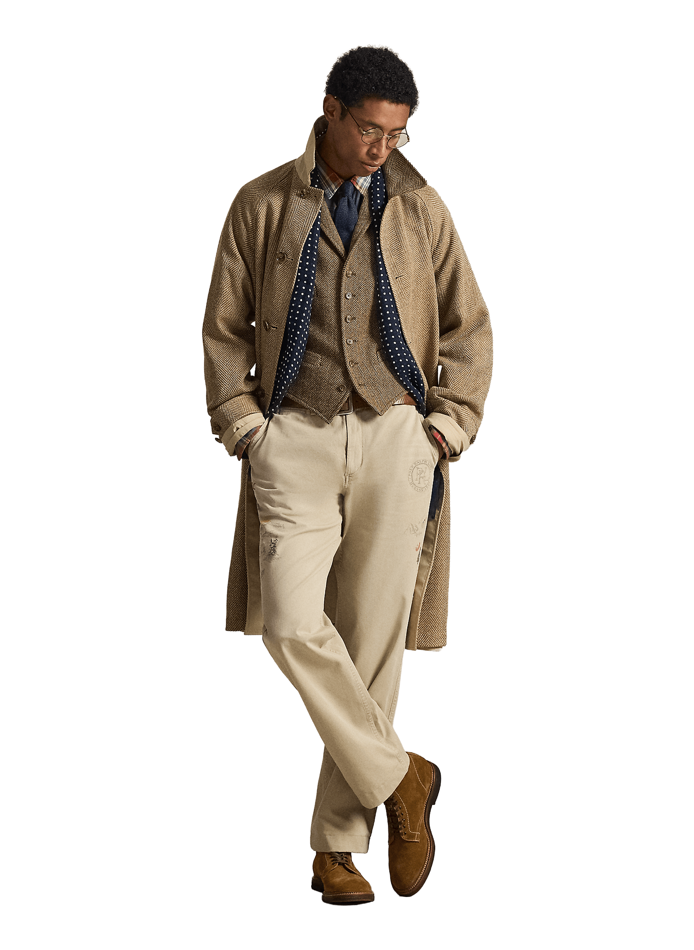 Pantalon droit imprimé en coton POLO RALPH LAUREN Beige