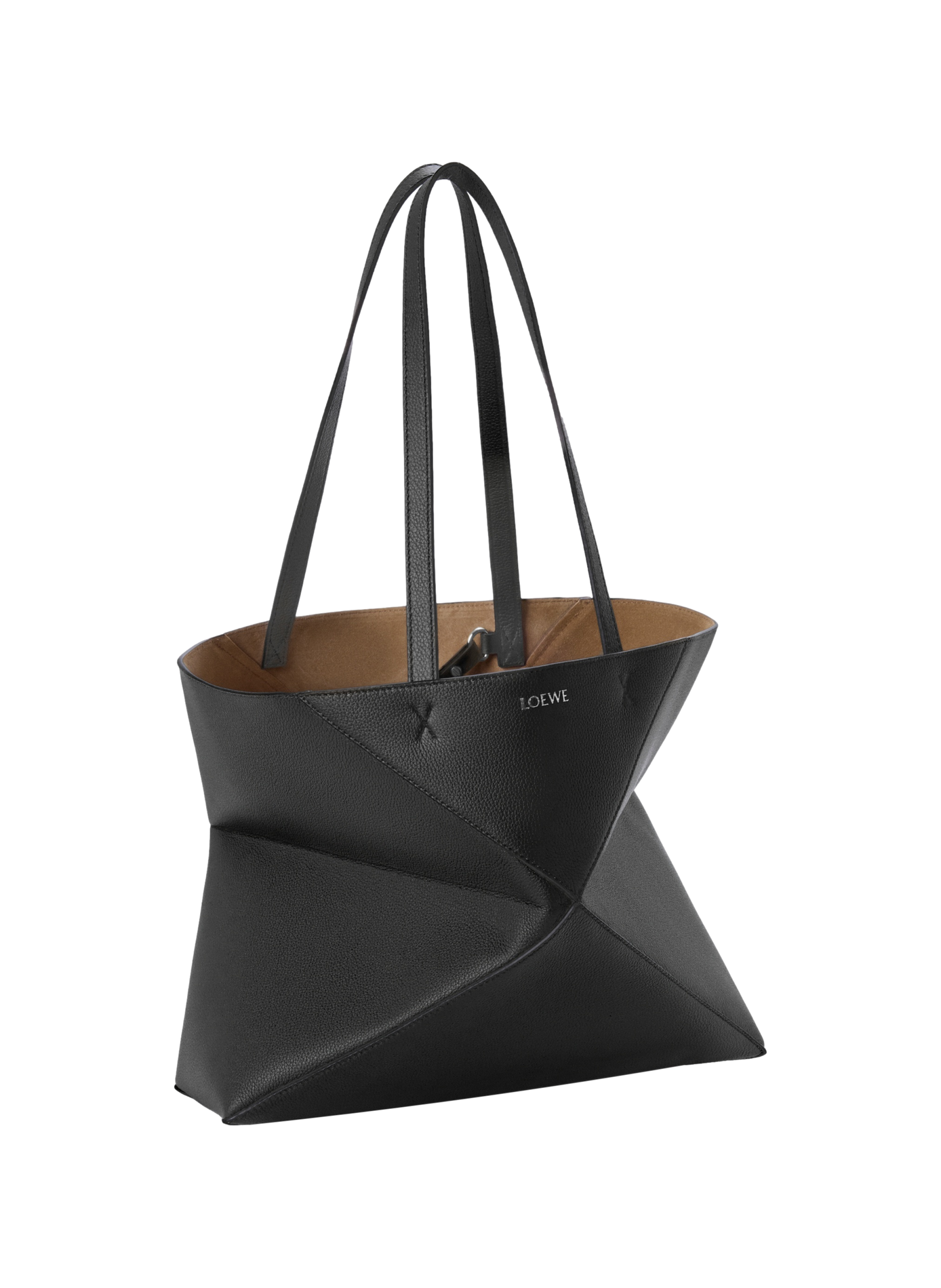 Medium horizontal Puzzle Fold tote in soft grained calf leather LOEWE Black