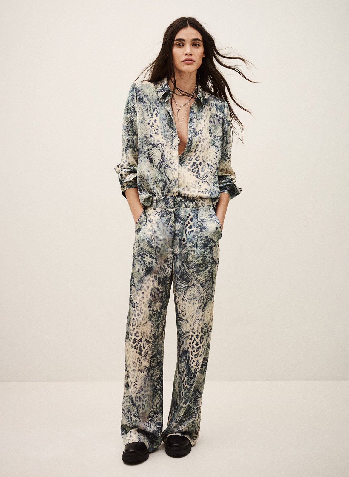 Pantalon large imprimé carrina BA&SH Bleu