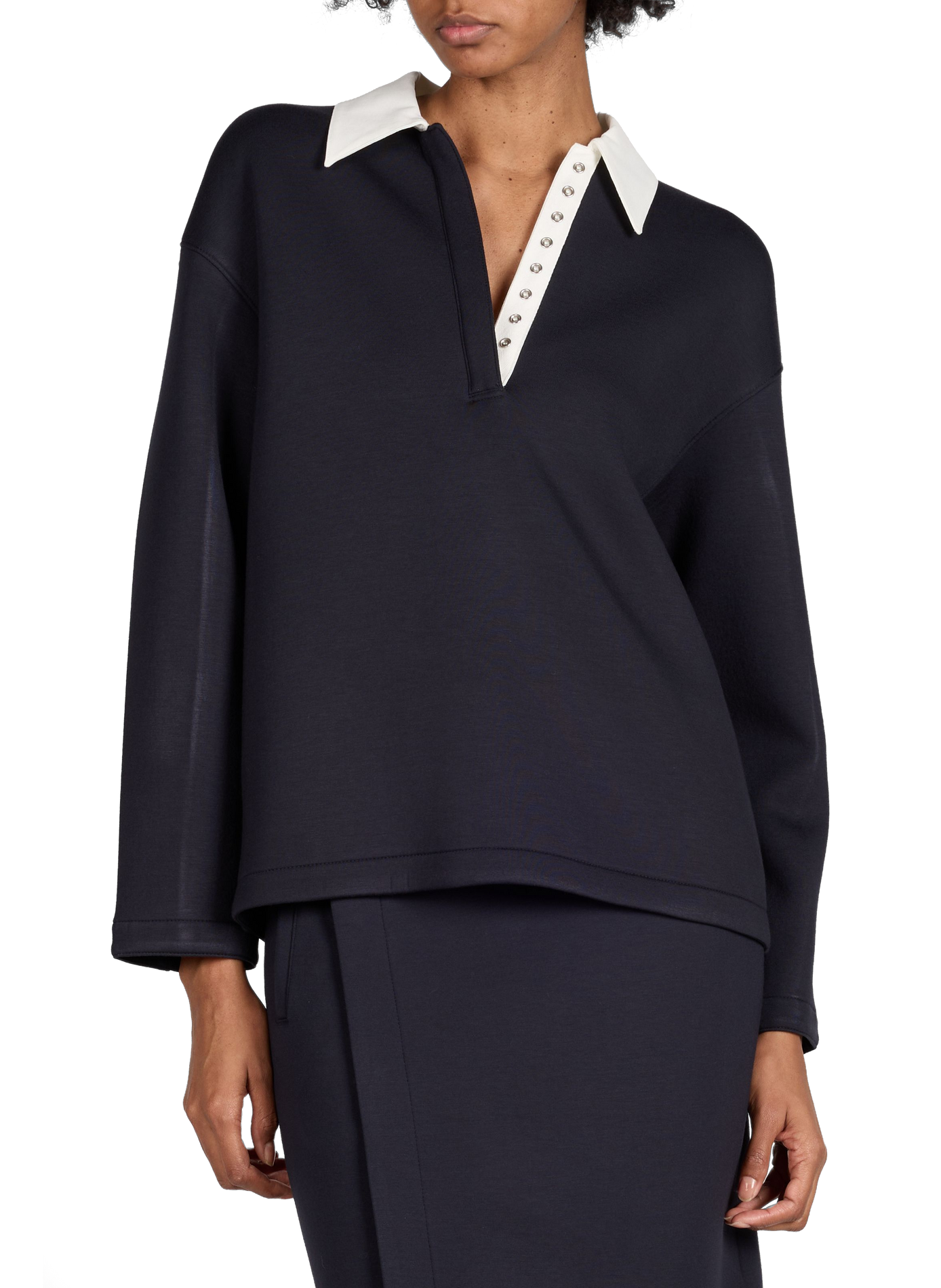 Long sleeve polo shirt TIBI Blue