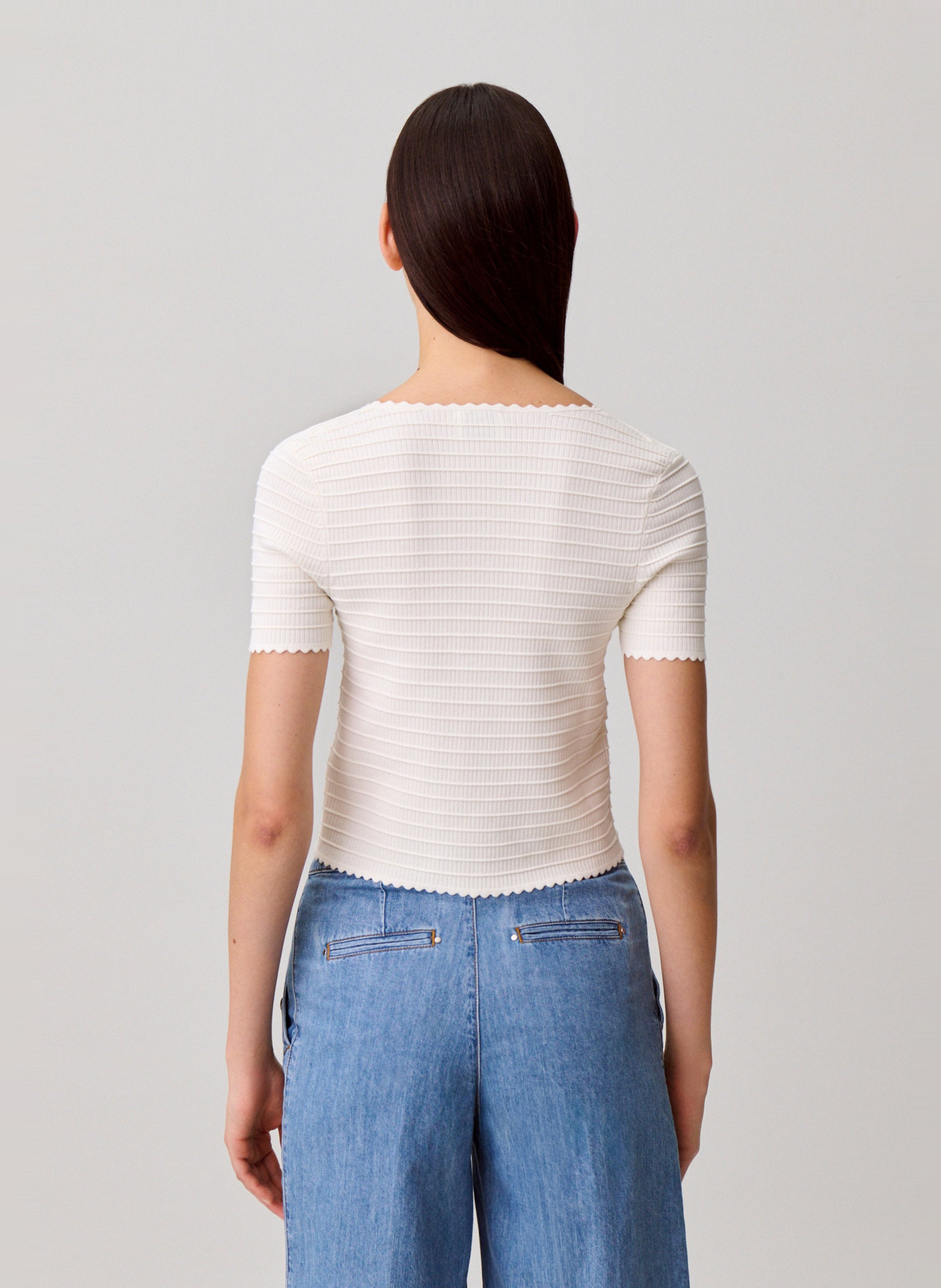 Pull droit col rond en maille CLAUDIE PIERLOT Beige