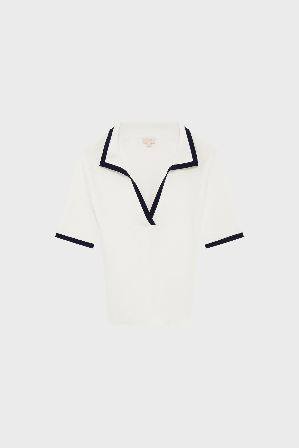 Polo en maille côtelée bicolore - LORETTE PABLO Beige