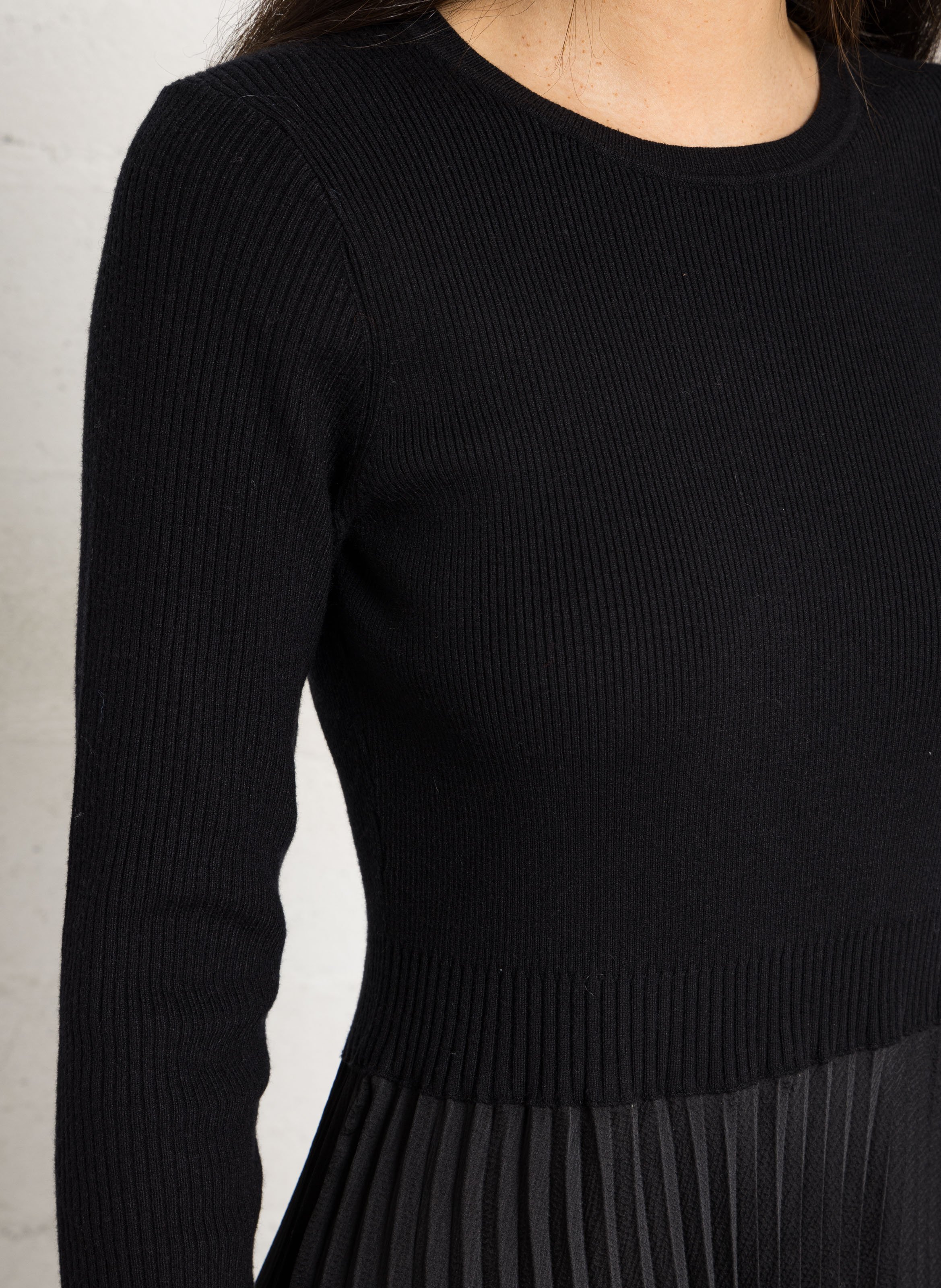 Robe midi col rond en maille belinda MAISON 123 Noir