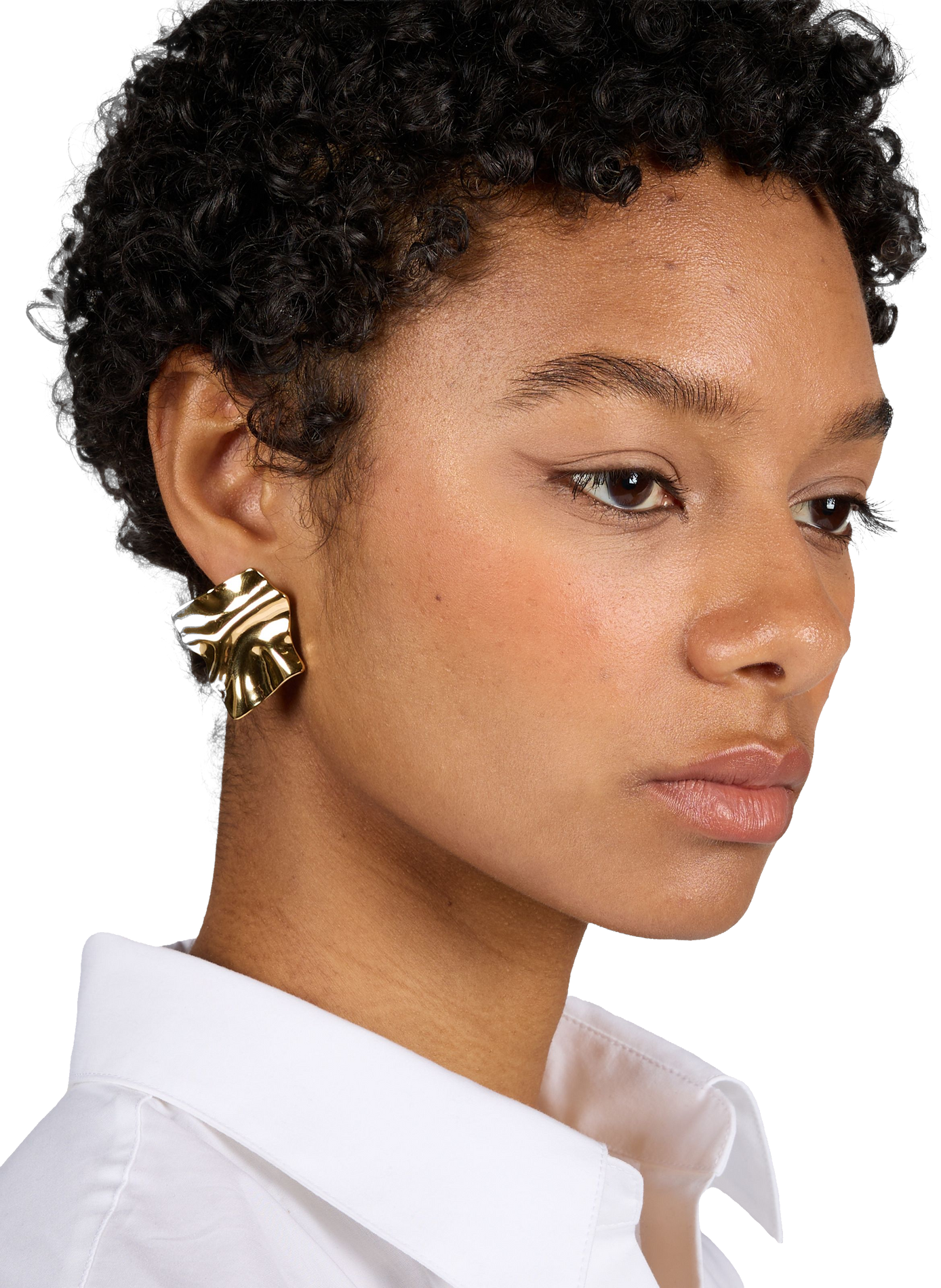 Rippled Plate Earrings AU PRINTEMPS PARIS Golden