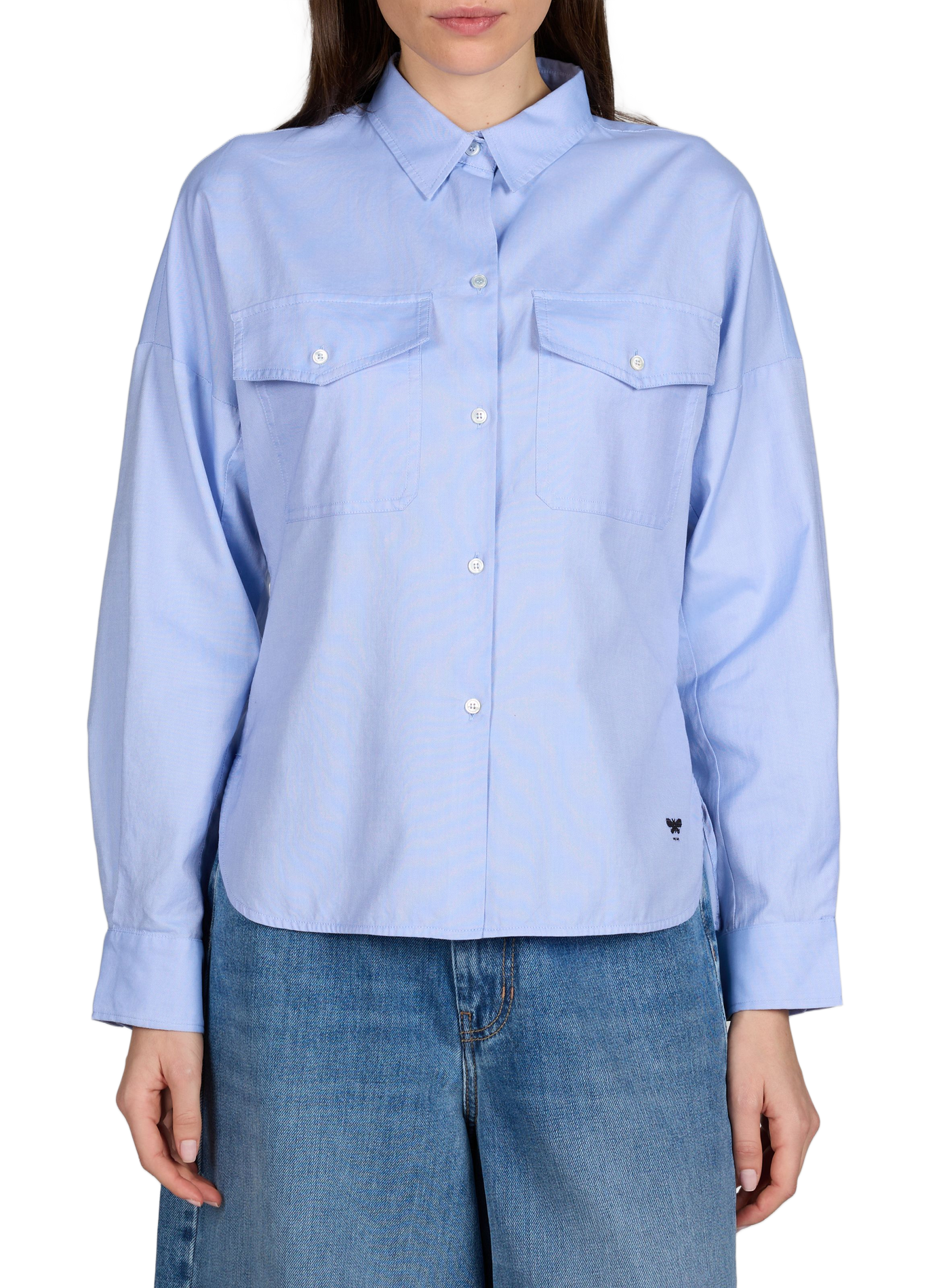 Straight organic cotton shirt MAX MARA WEEK END Blue