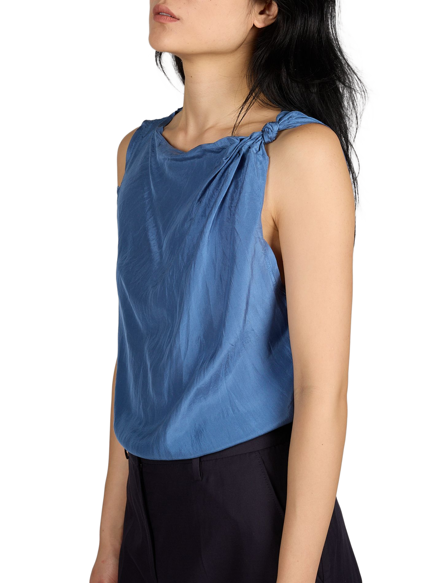 Top sans manches en soie TELA Bleu
