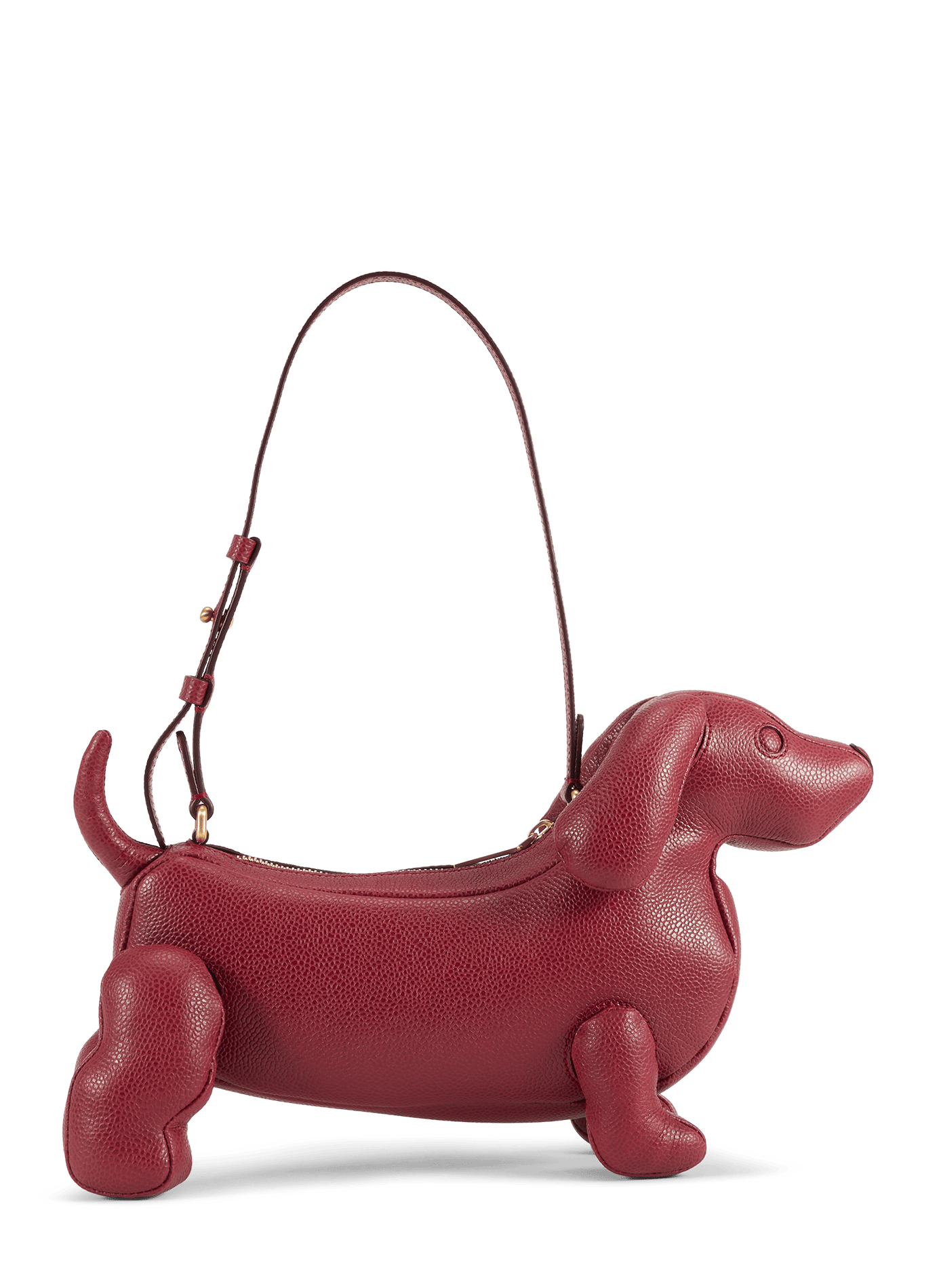 Sac épaule forme chien en cuir grainé THOM BROWNE Rouge