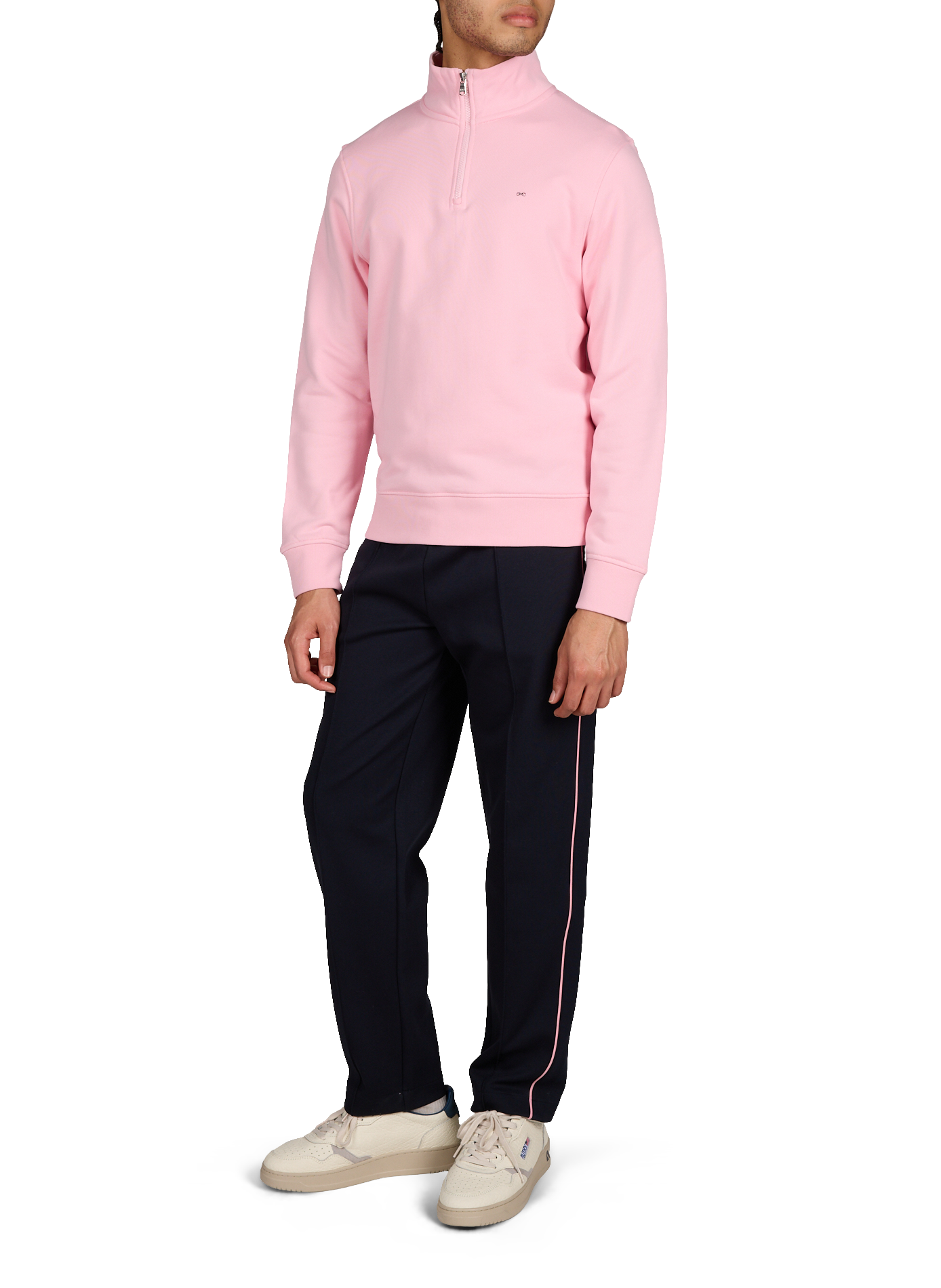 Sweat col zippé en coton EDEN PARK Rose