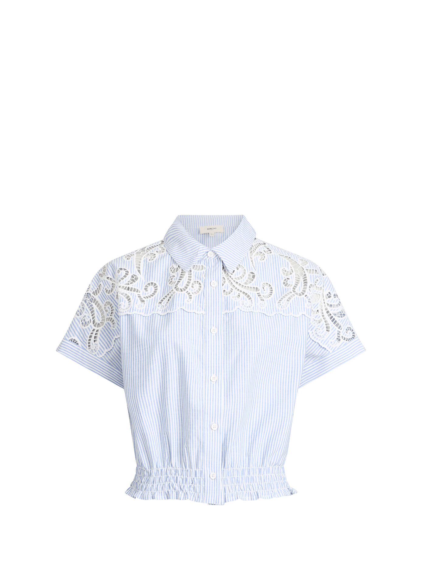 Blouse courte Lolita en coton SUNCOO Bleu