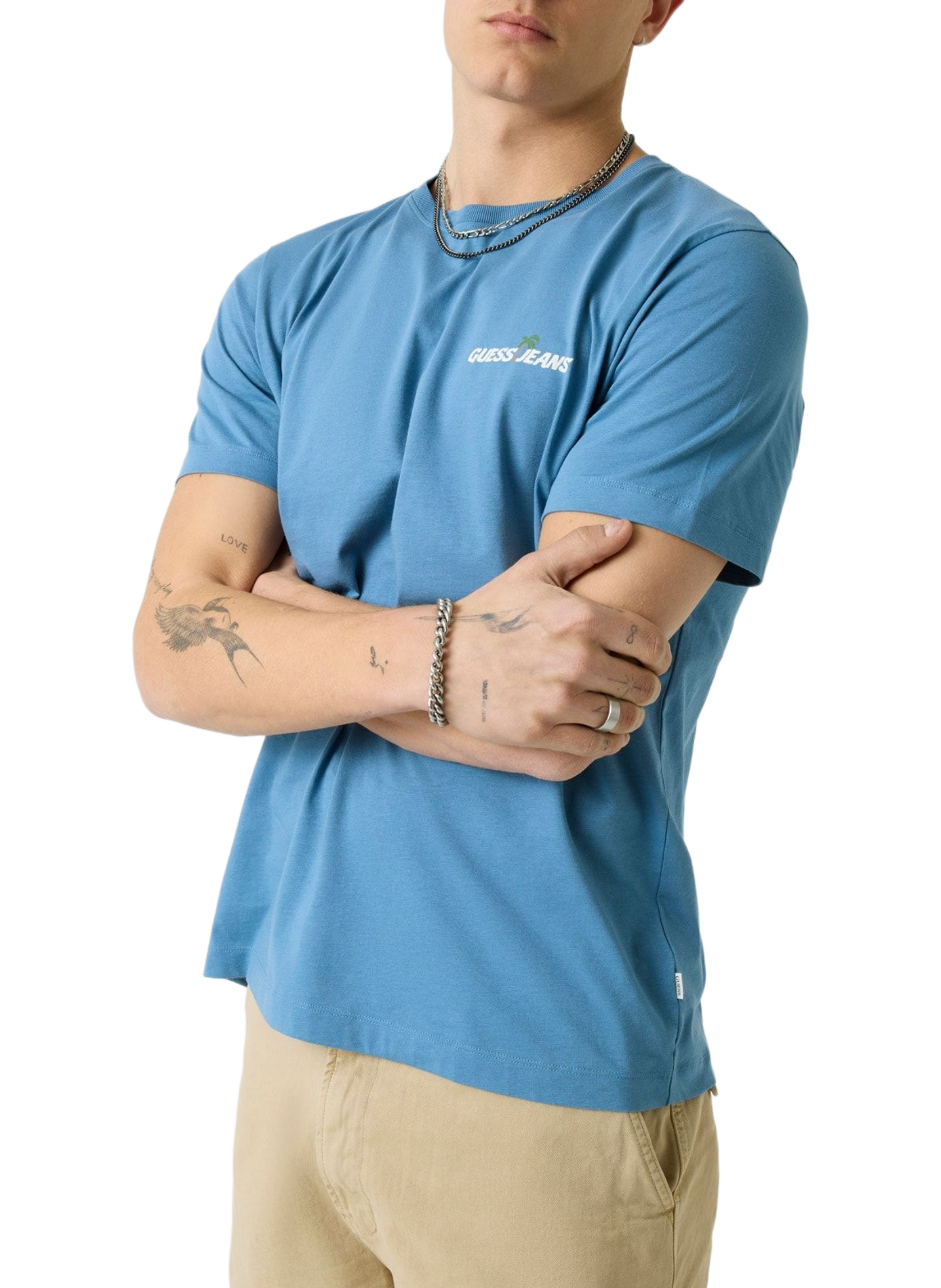 Cotton round-neck T-shirt GUESS Blue