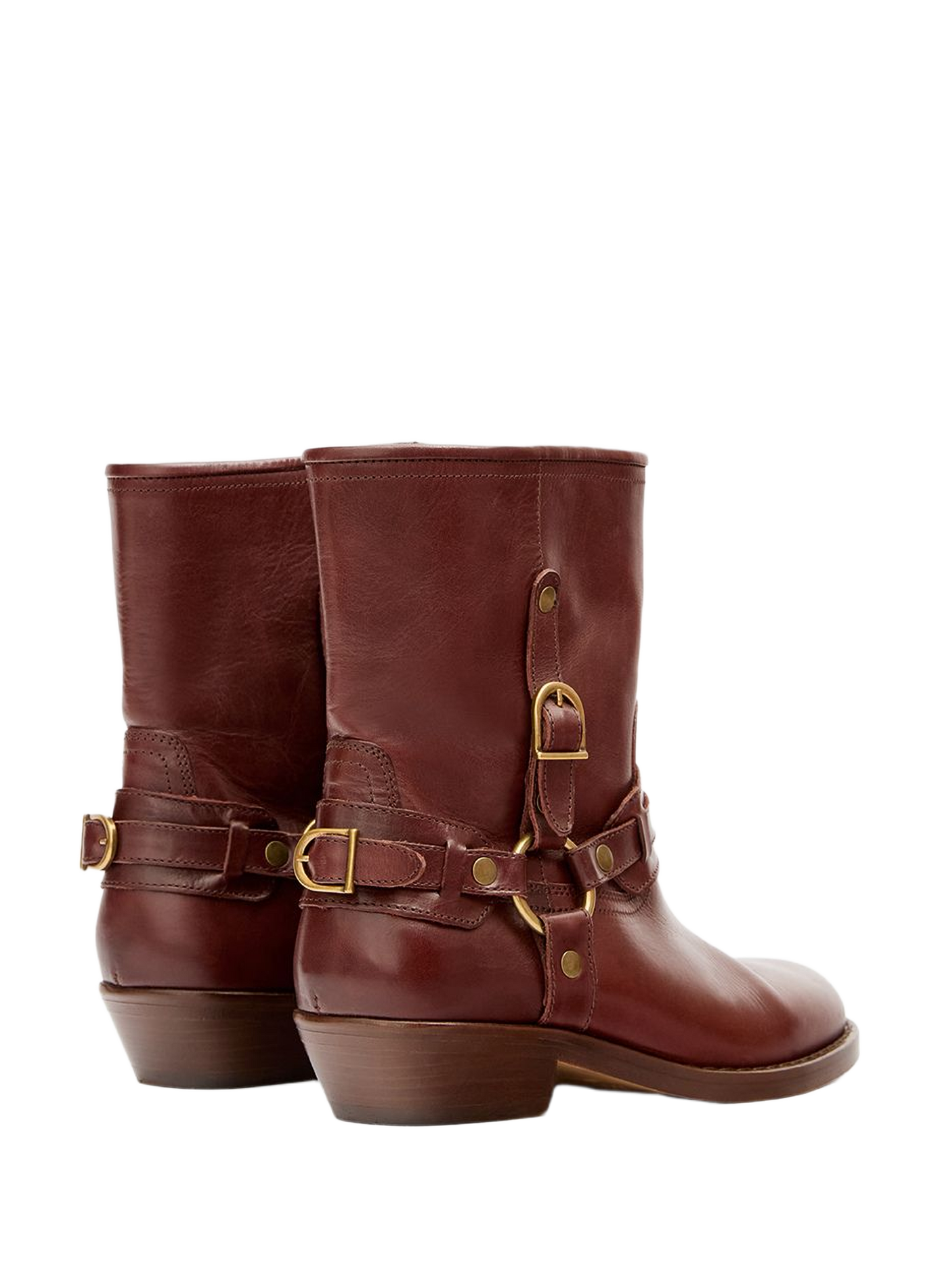 Ildred Western Buckle Leather Ankle Boots ISABEL MARANT Brown