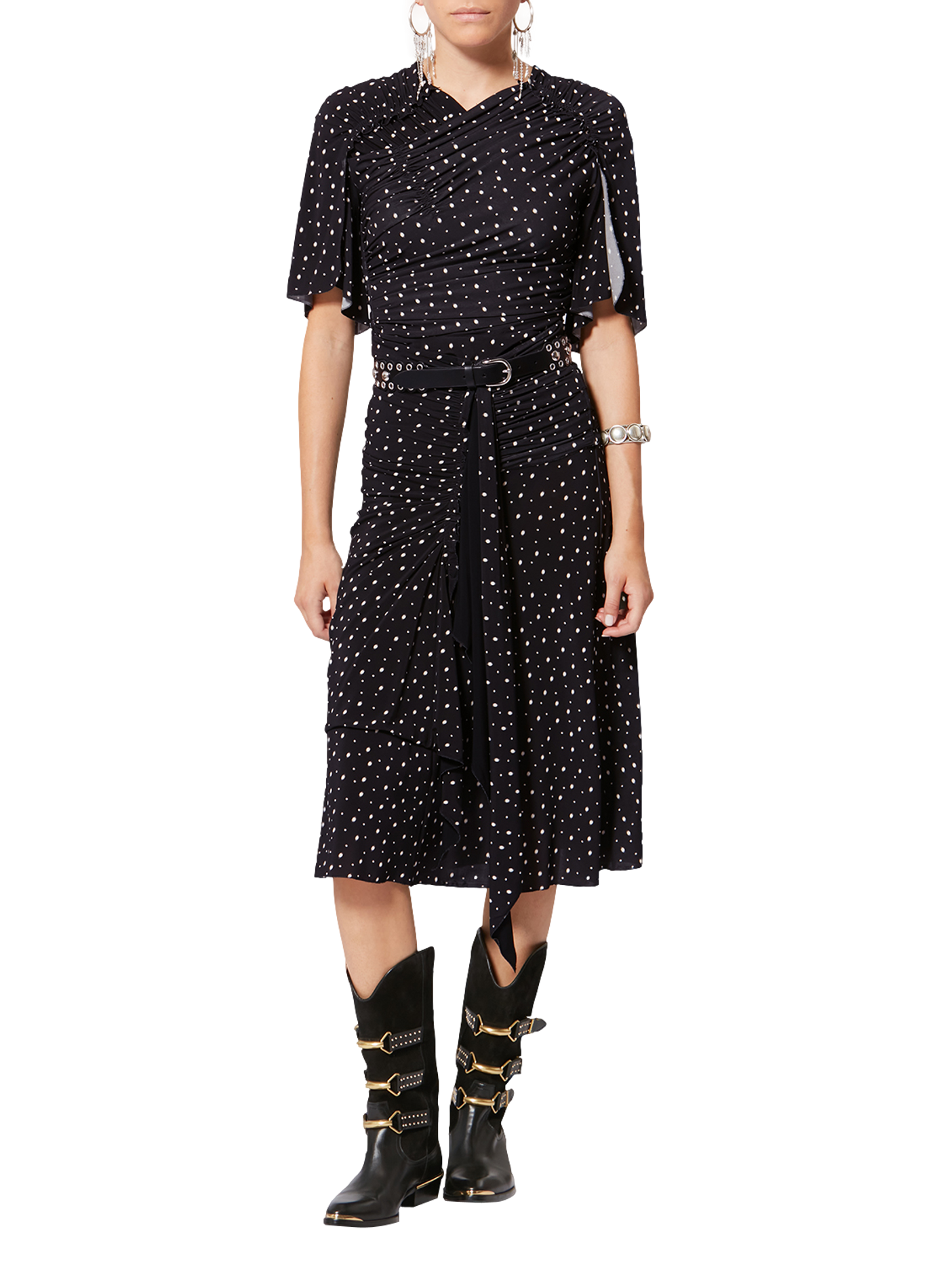 Top Garla with ruched printed jersey ISABEL MARANT Black