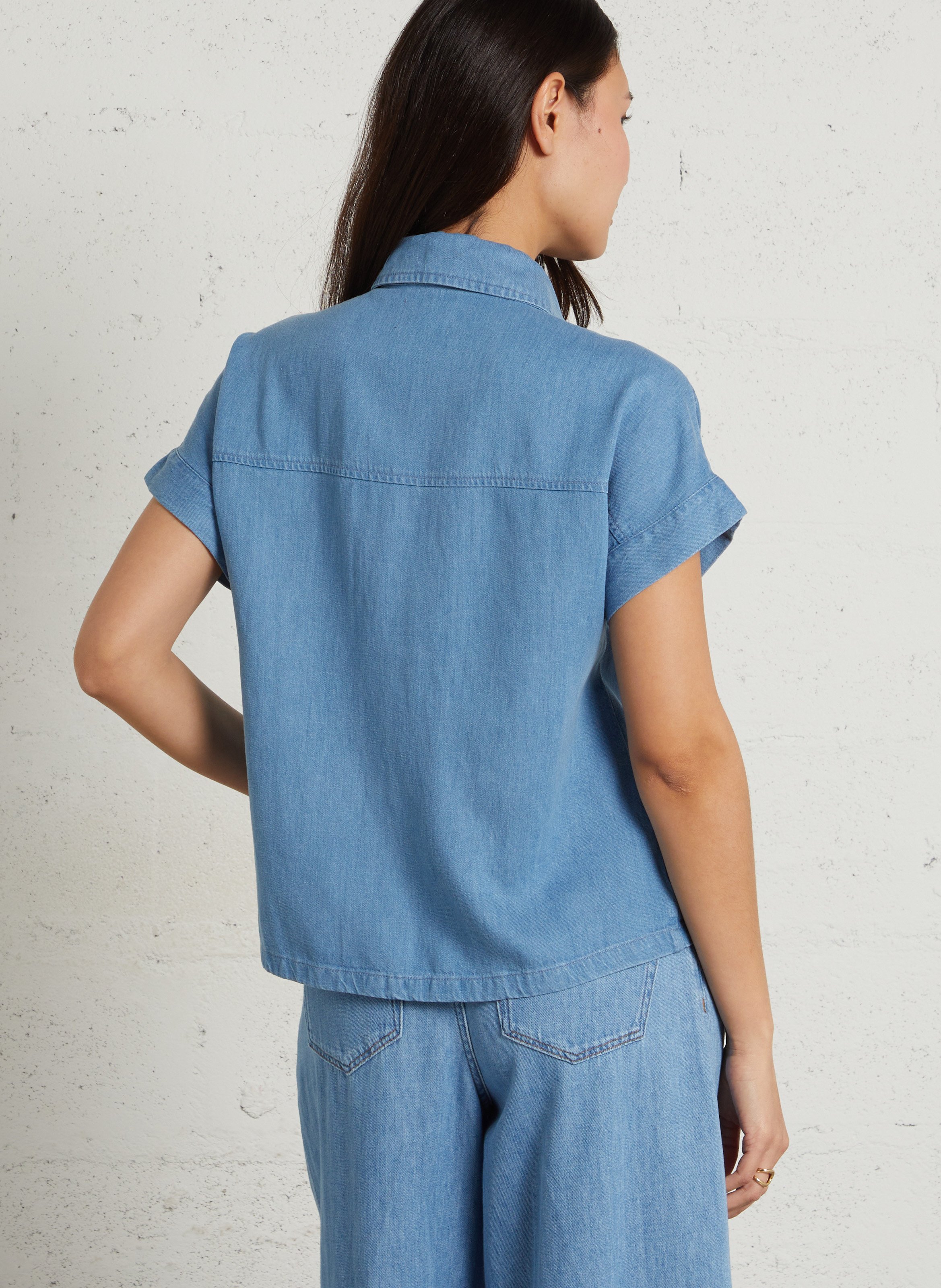 Chemise manches courtes en denim dulcinea MAISON 123 Bleu