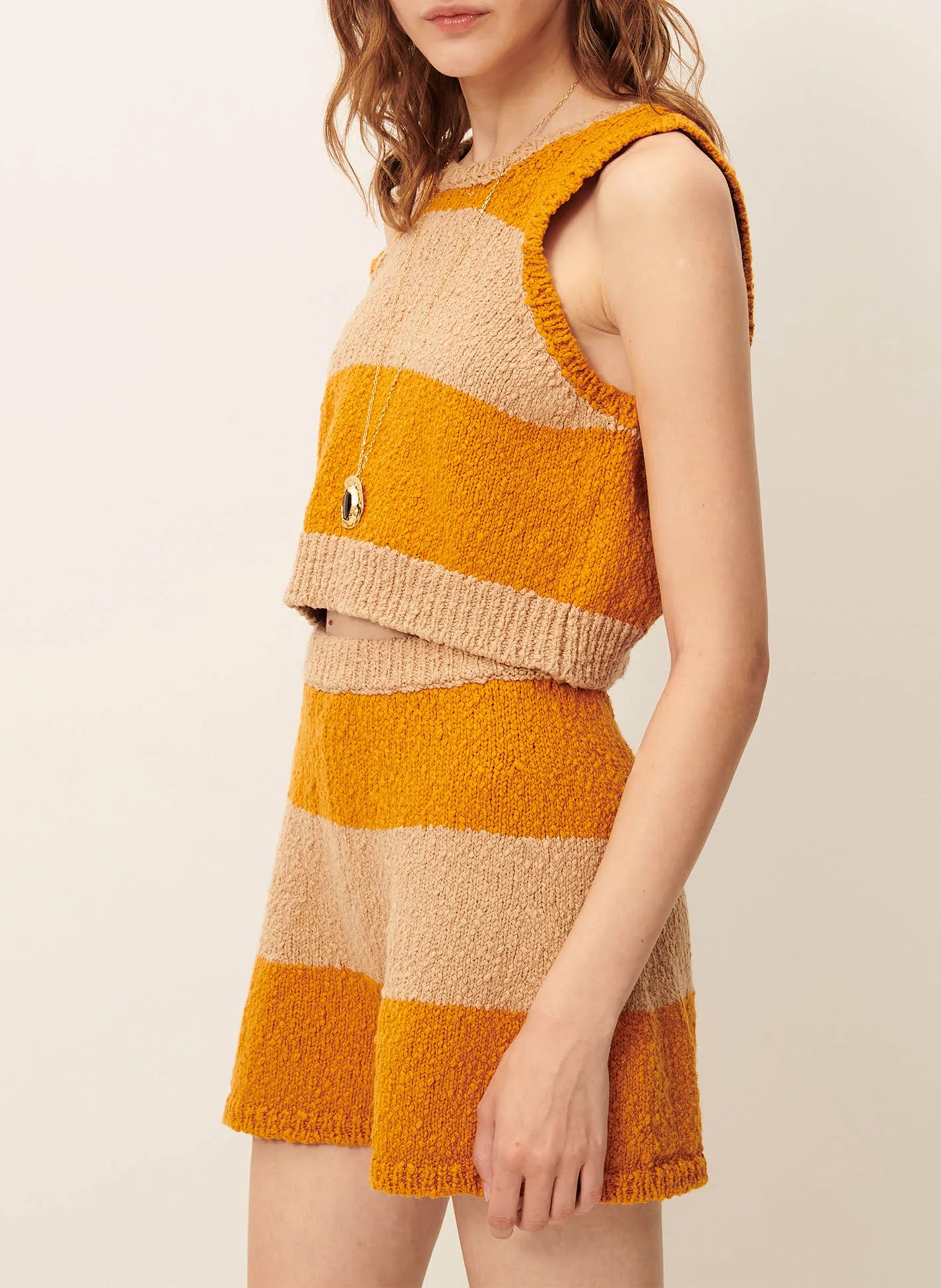 Top droit col v en coton saolo SESSUN Orange