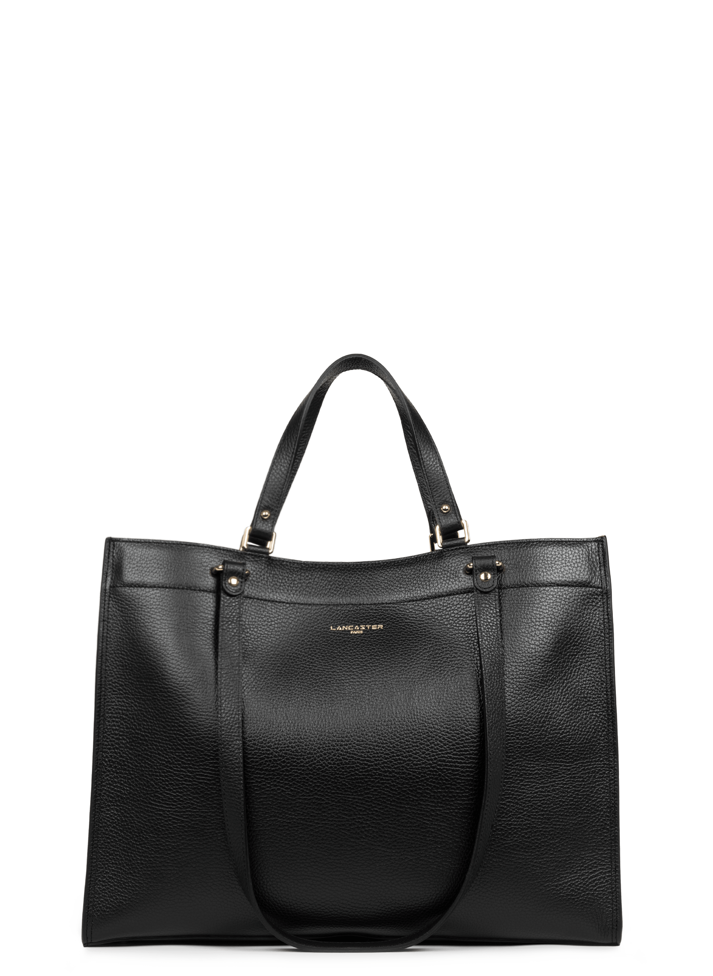 Très grand sac cabas épaule - foulonné double daily LANCASTER Noir