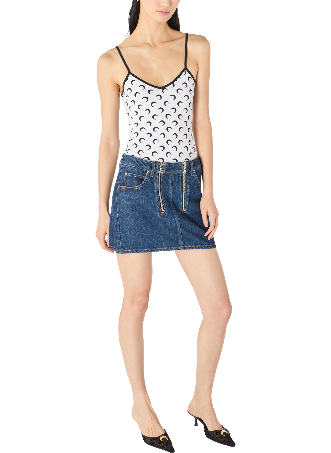 Midnight blue zipped mini skirt MARINE SERRE Blue